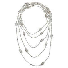 Used Tiffany & Co. Diamond and Seed Pearl Long Chain in Platinum