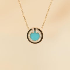 Tiffany & Co. Diamond and Turquoise Circle Pendant Necklace