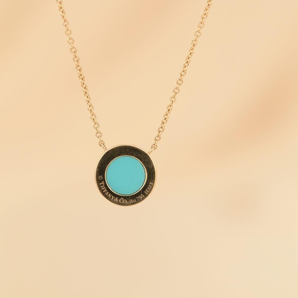 tiffany t diamond and turquoise circle pendant