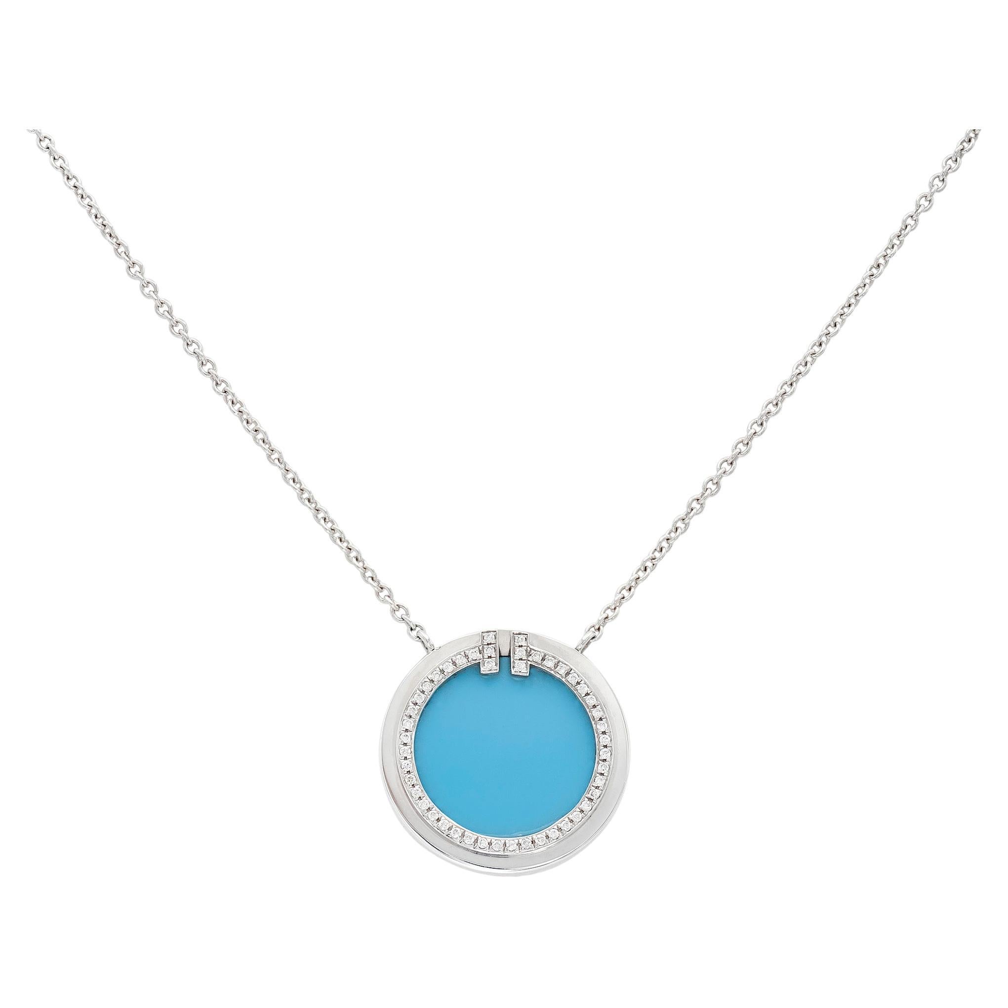 Tiffany and Co. Metro ThreeRow Diamond Gold Circle Pendant Necklace at