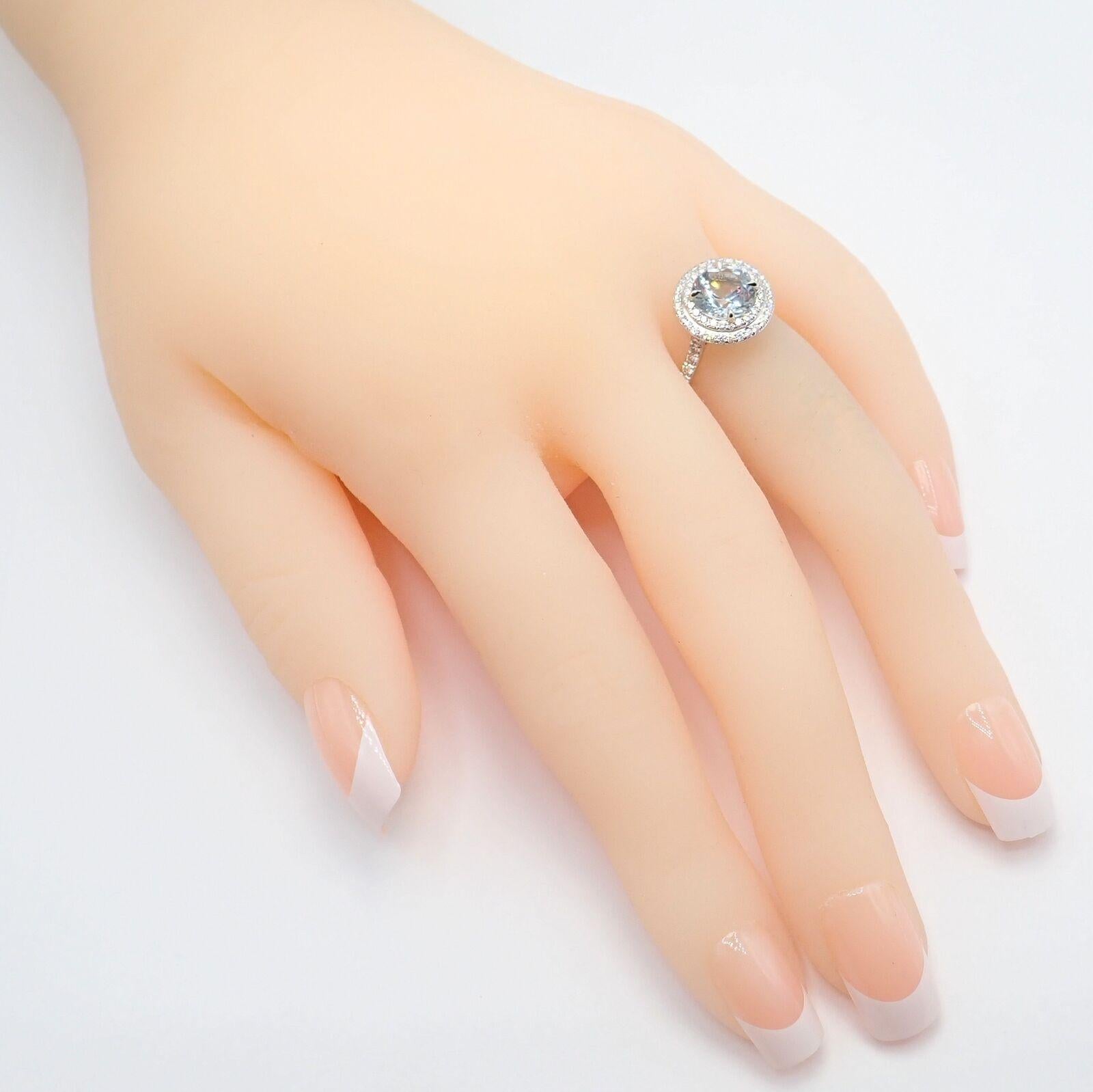 Women's or Men's Tiffany & Co Diamond Aquamarine Soleste Platinum Cocktail Ring