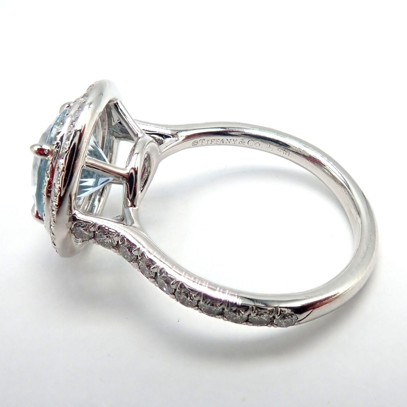 Tiffany & Co Diamond Aquamarine Soleste Platinum Cocktail Ring 1