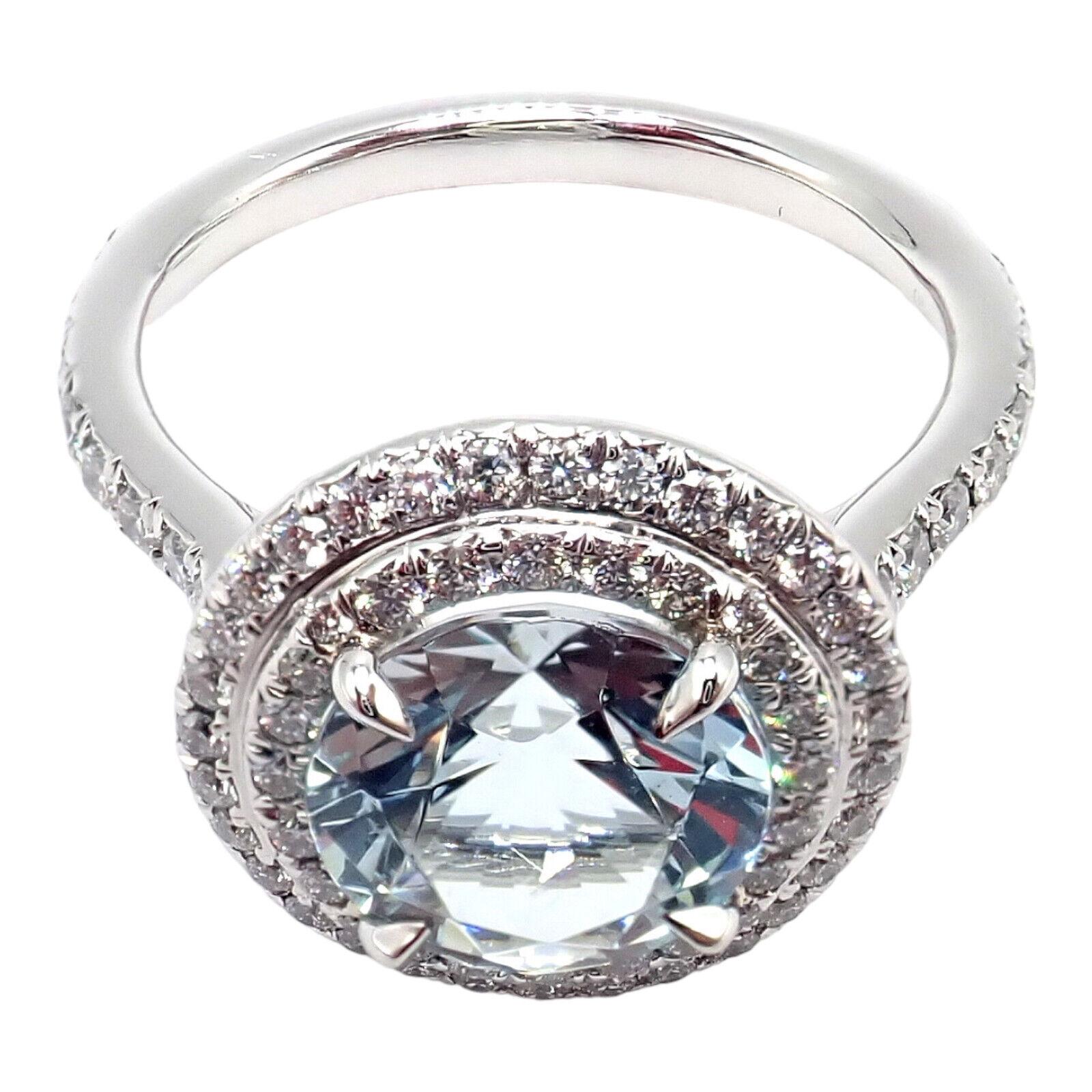 Tiffany & Co Diamond Aquamarine Soleste Platinum Cocktail Ring 2