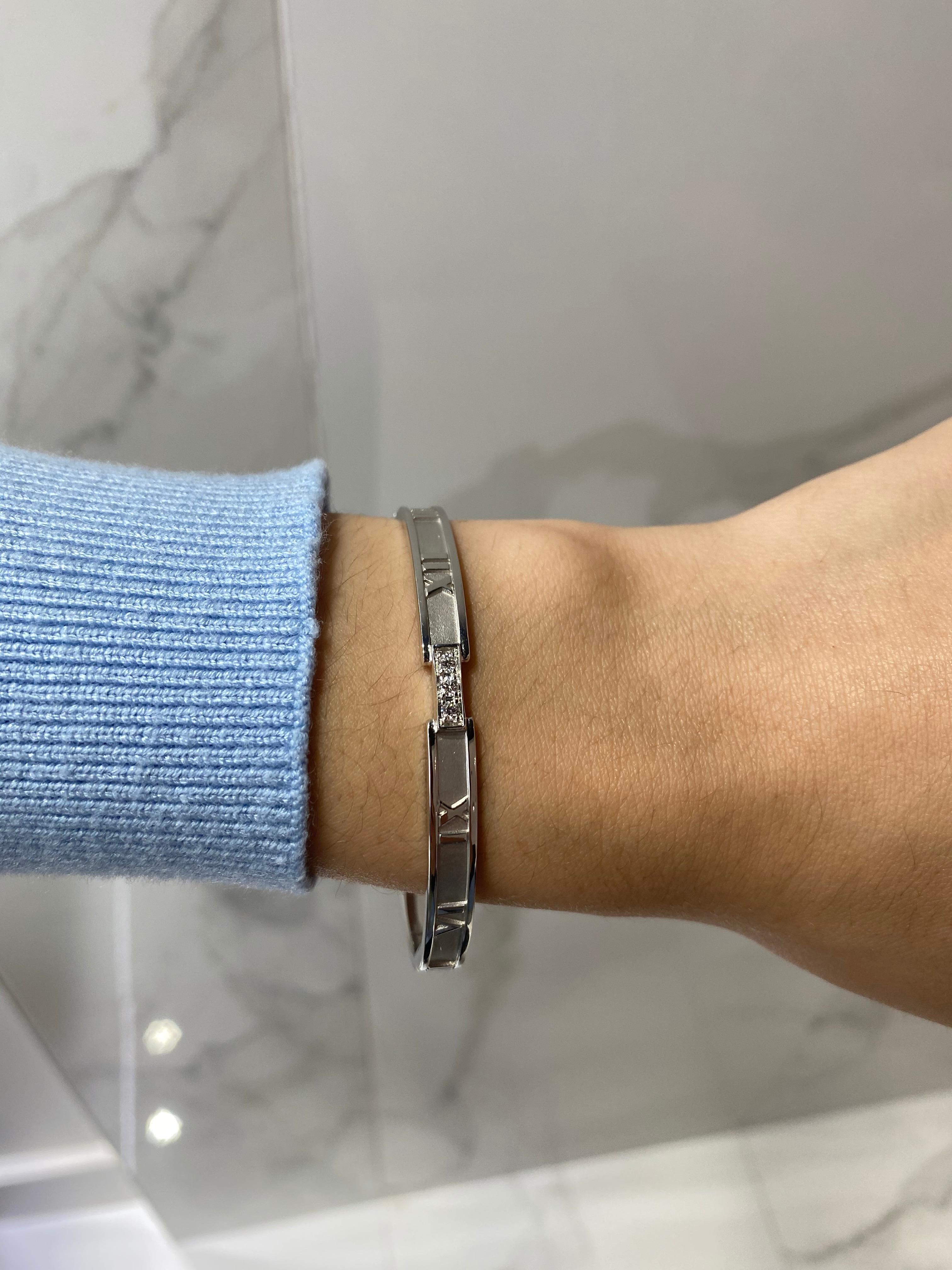 Round Cut Tiffany & Co. Diamond Atlas Bangle w 0.15ctw in Round Diamonds, 18kt White Gold