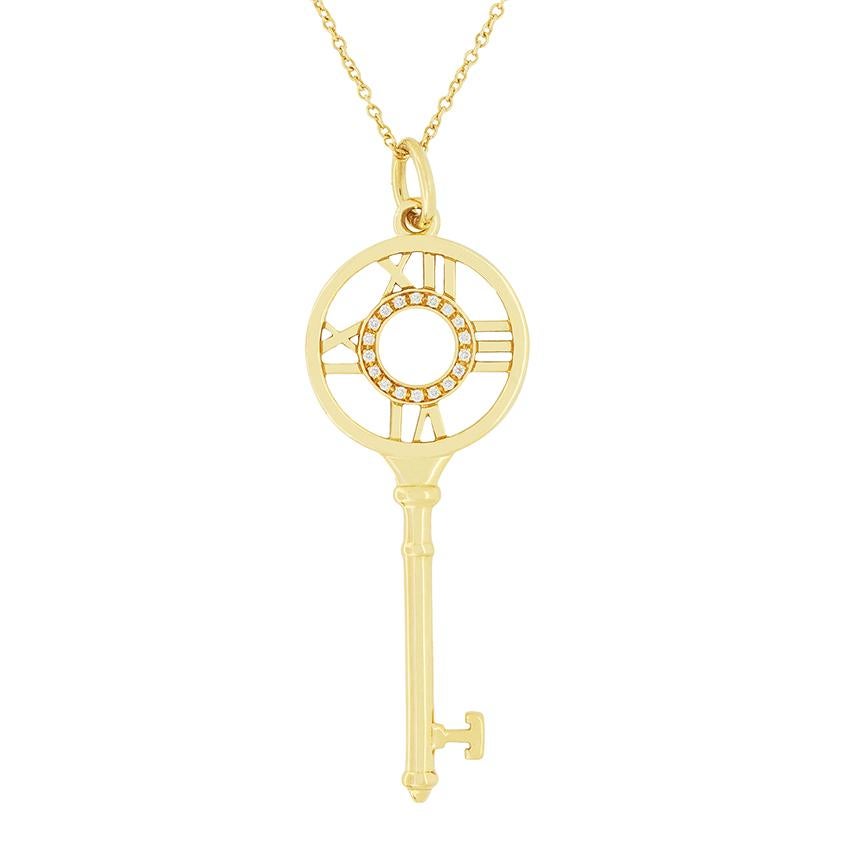 Tiffany & Co. Diamond ‘Atlas’ Key Pendant In Good Condition For Sale In London, GB