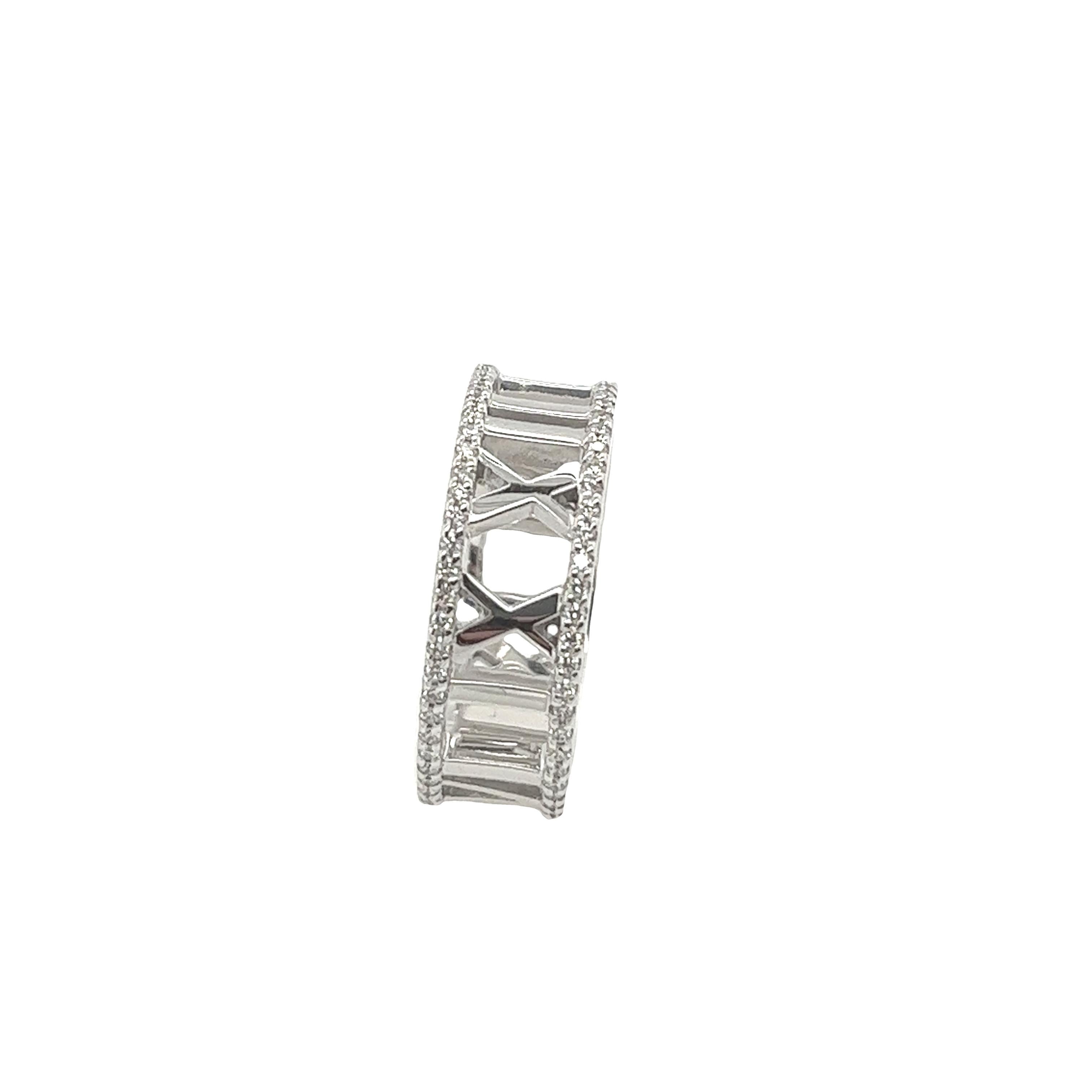 Tiffany & Co. Diamant- Atlas-Ring, aus 18 Karat Weißgold (Rundschliff)