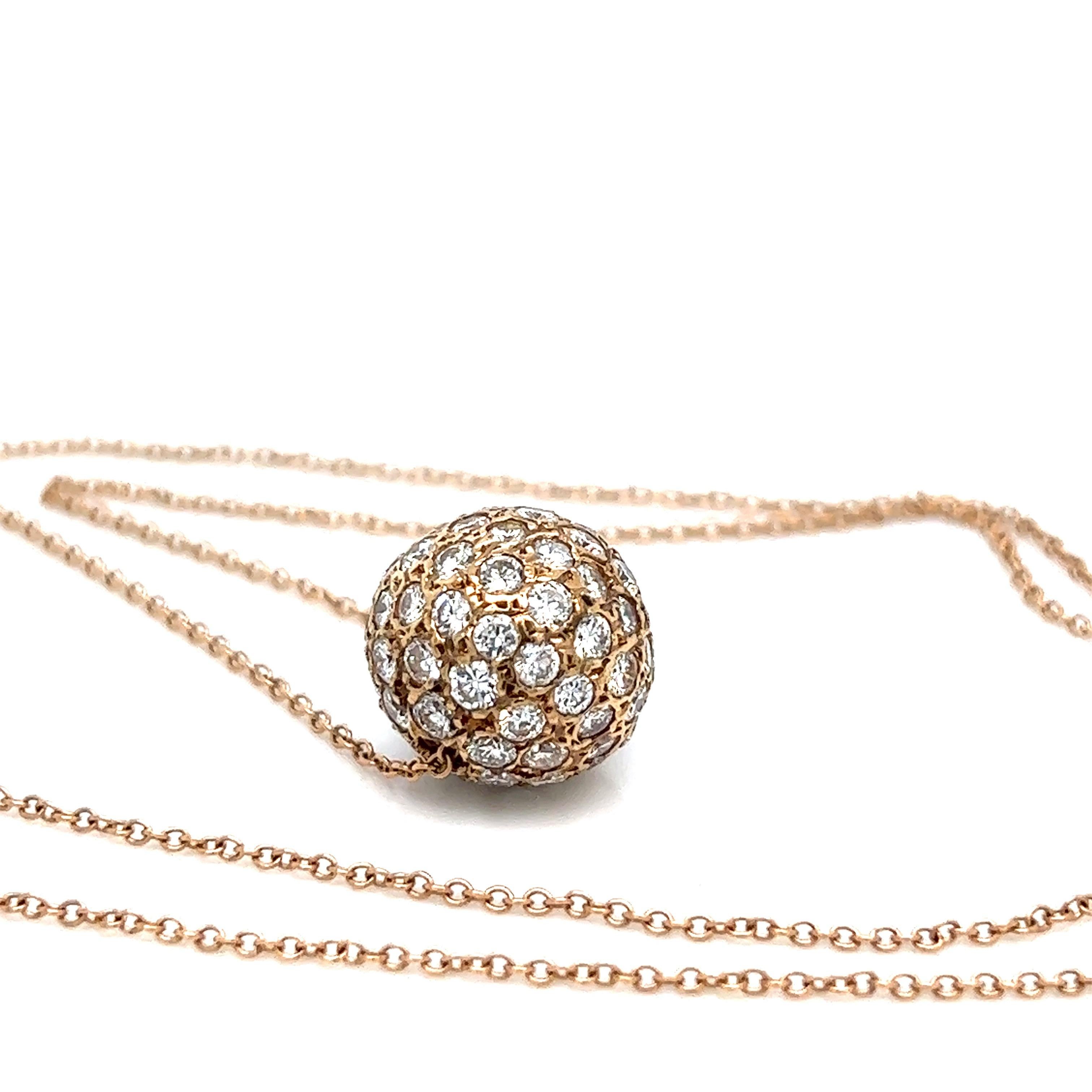 gold diamond ball pendant necklace