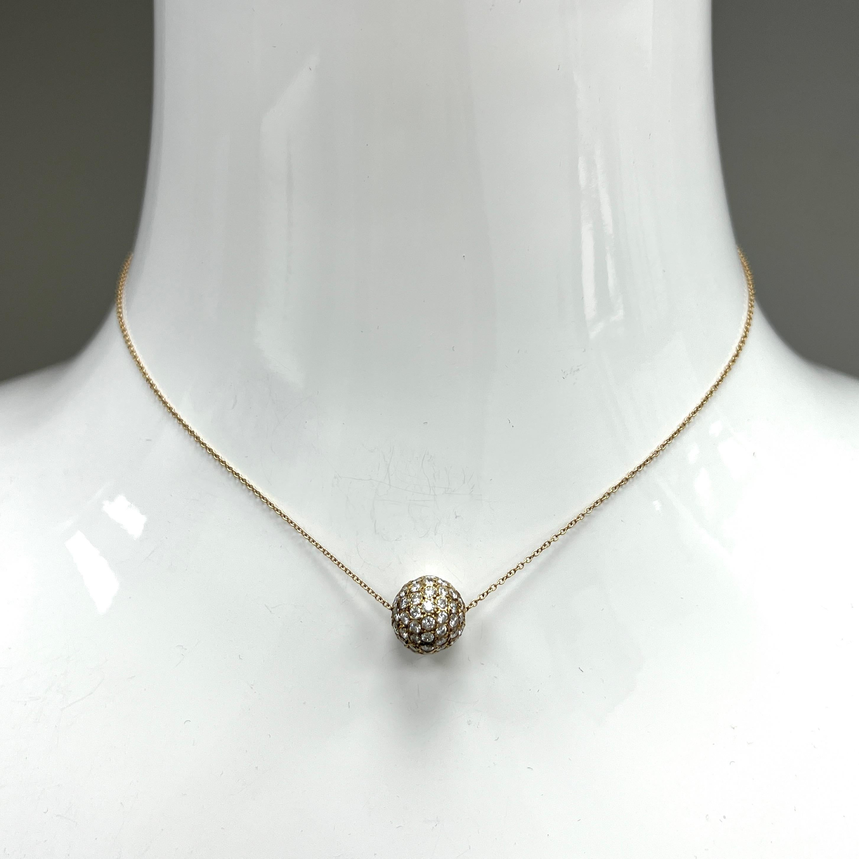 Round Cut Tiffany & Co. Diamond Ball Pendant Necklace For Sale
