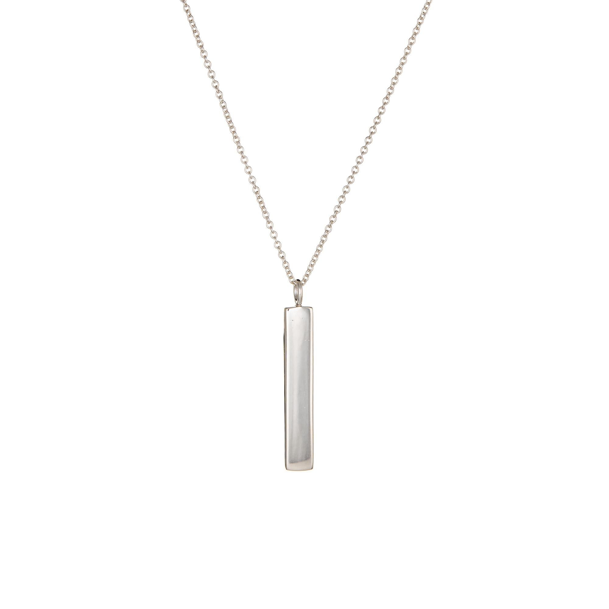 Finely detailed pre owned Tiffany & Co star notes bar necklace crafted in sterling silver.  

One estimated 0.02 carat diamond is set into the mount (estimated at F-G color and VS2 clarity) 

The necklace is in excellent original condition and was