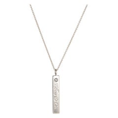 Tiffany & Co. Diamond Bar Necklace Notes Estate Sterling Silver Chain Jewelry