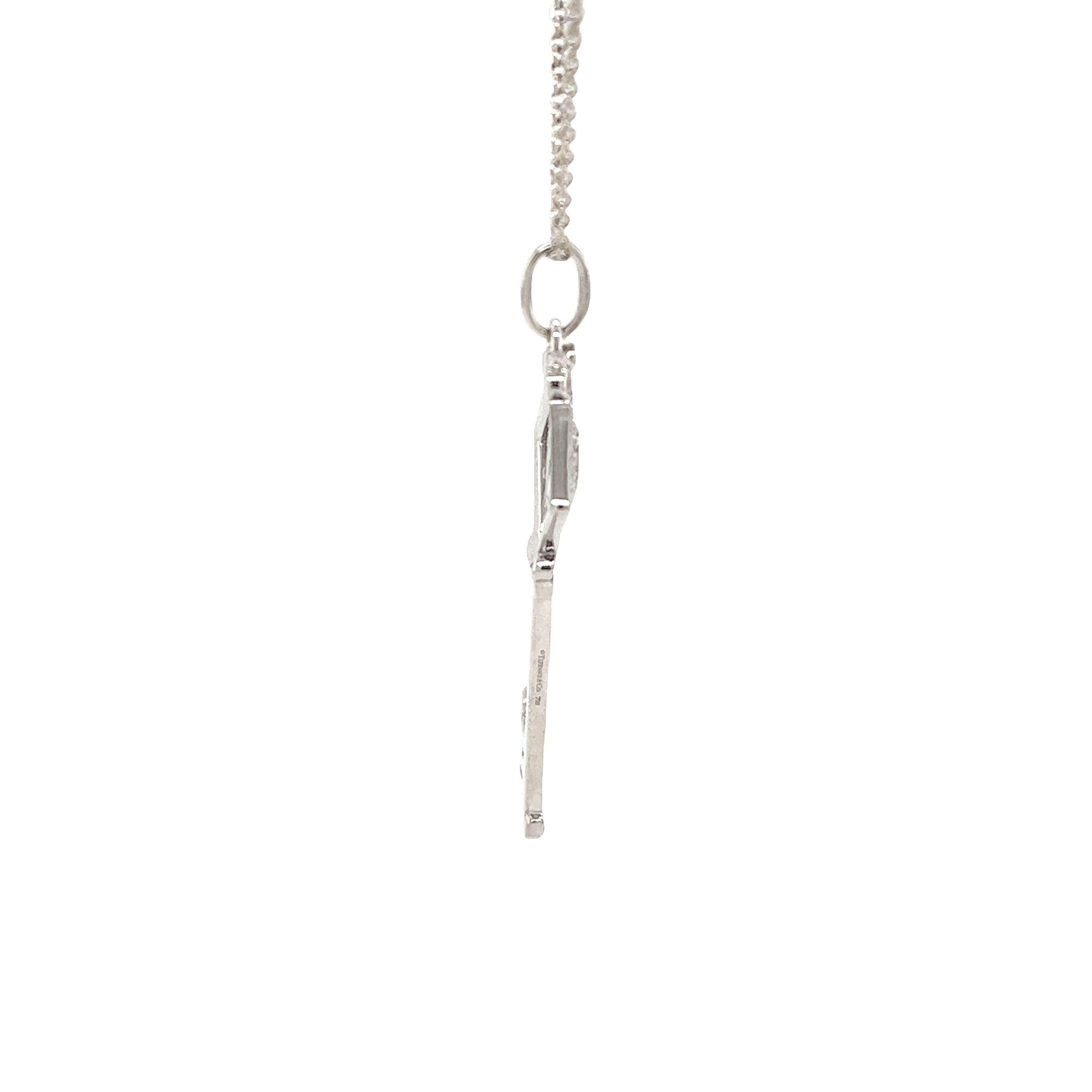 Tiffany & Co. Diamond Black Enamel 18ct White Gold Key Pendant Necklace For Sale 2