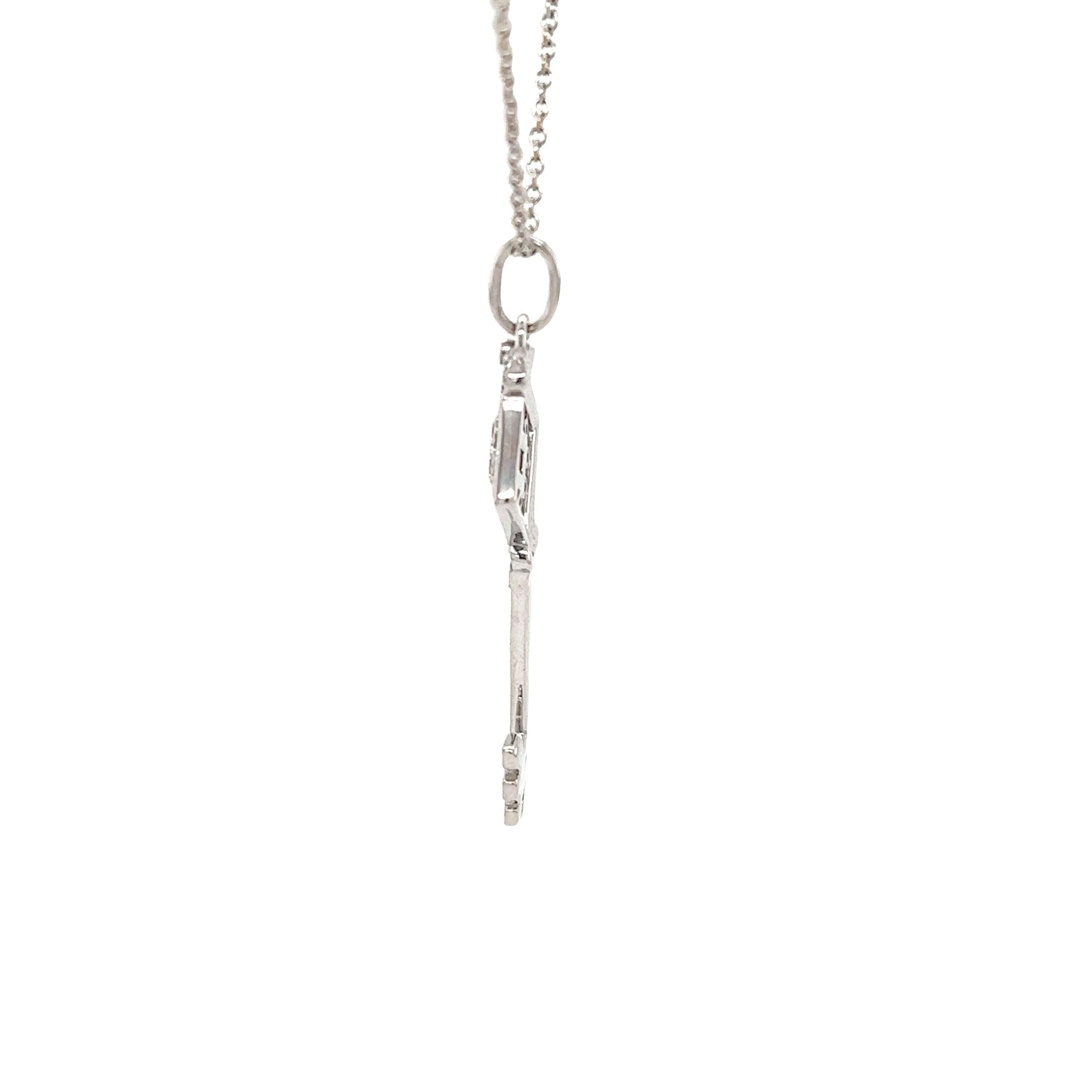 Tiffany & Co. Diamond Black Enamel 18ct White Gold Key Pendant Necklace For Sale 4