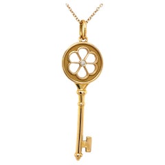 Tiffany & Co. Diamond Blossom Flower Key Pendant in 18ct Yellow Gold