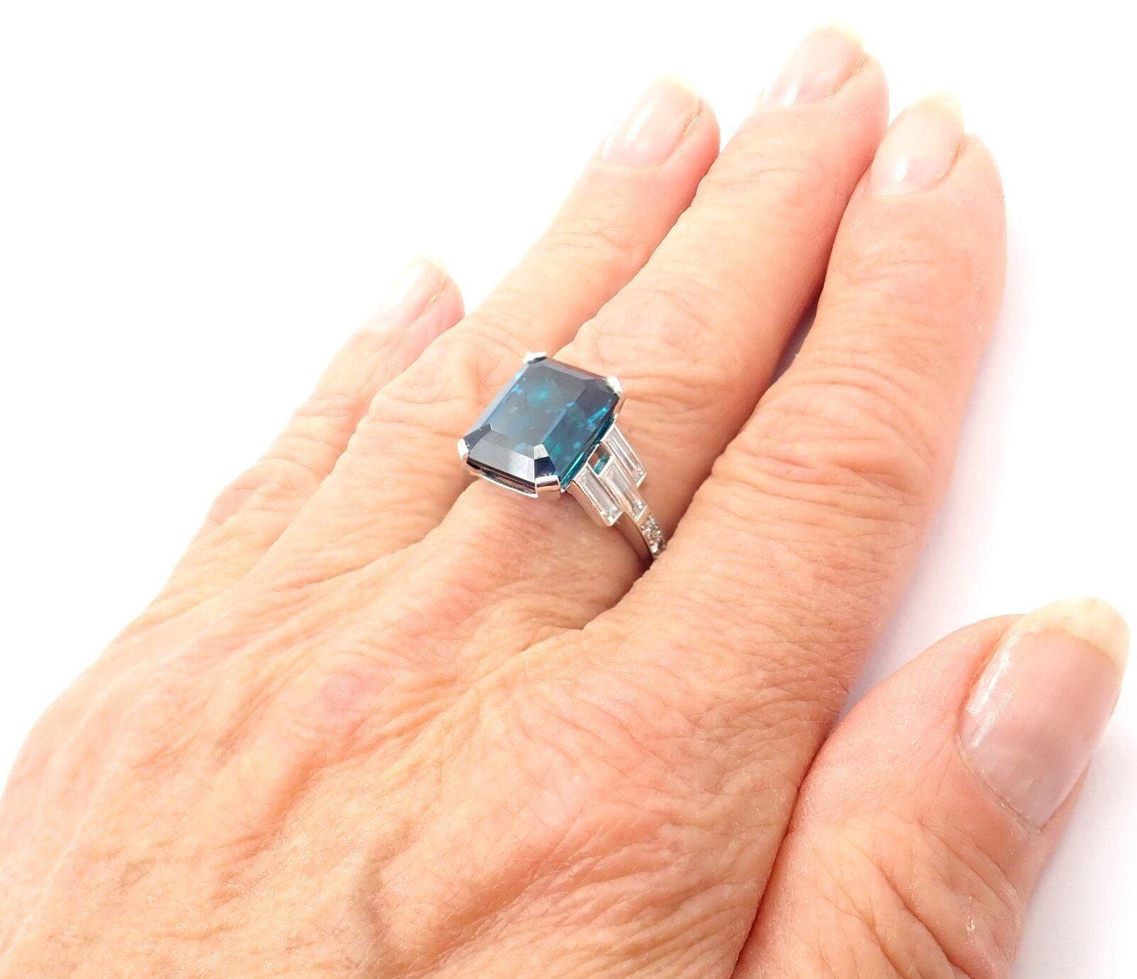 Women's or Men's Tiffany & Co Diamond Blue Tourmaline Legacy Platinum Ring