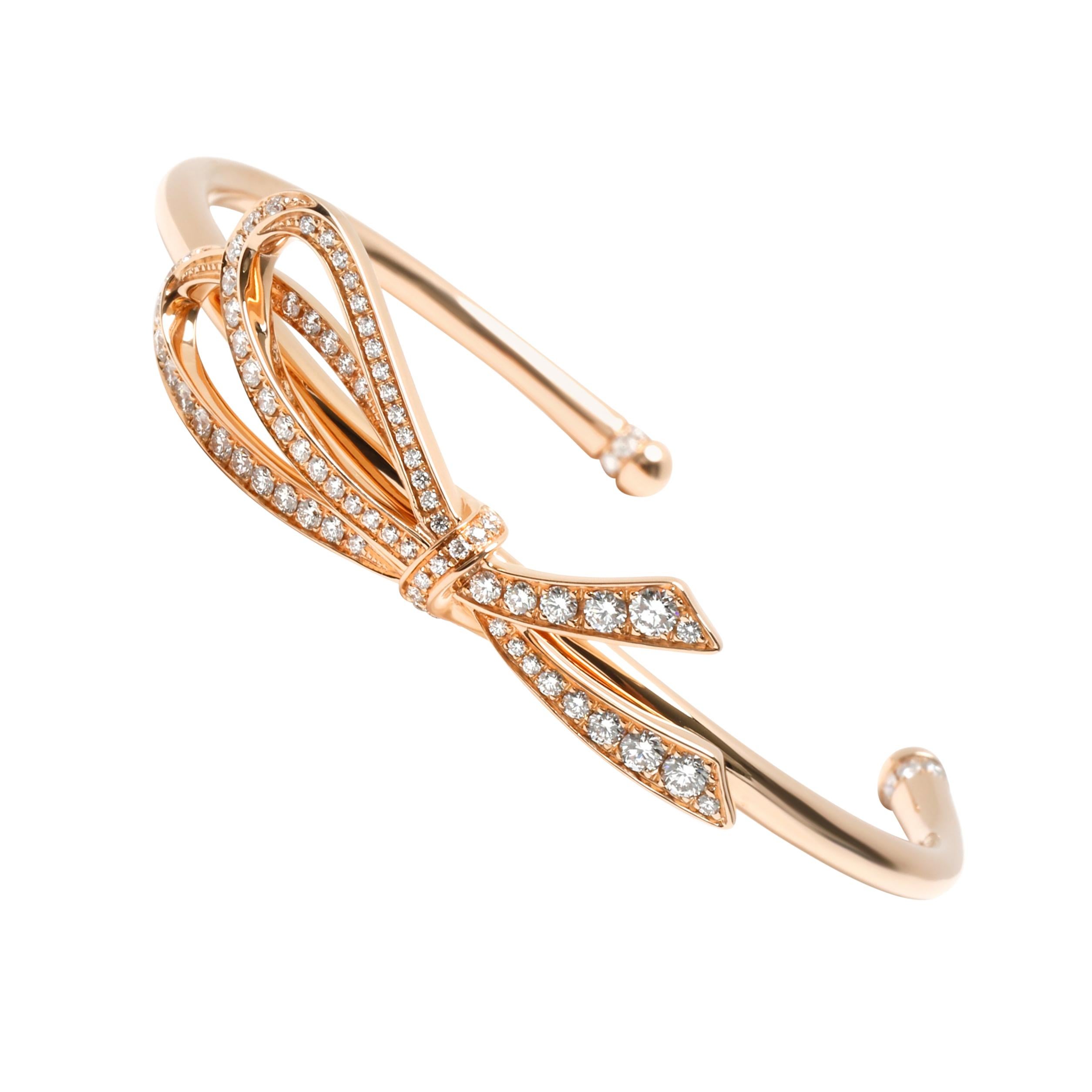 Tiffany & Co. Diamond Bow Cuff in 18 Karat Rose Gold 0.82 Carat