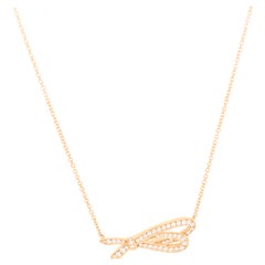 Tiffany & Co. Diamond Bow Pendant Necklace 18 Karat Rose Gold