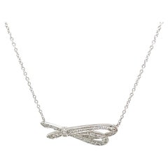 Tiffany & Co Diamant-Schleifenanhänger-Halskette aus 18 Karat Weißgold mit Diamantschleife