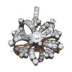 Tiffany & Co. Diamond Brooch / Pendant In Silver Topped 18k Gold.