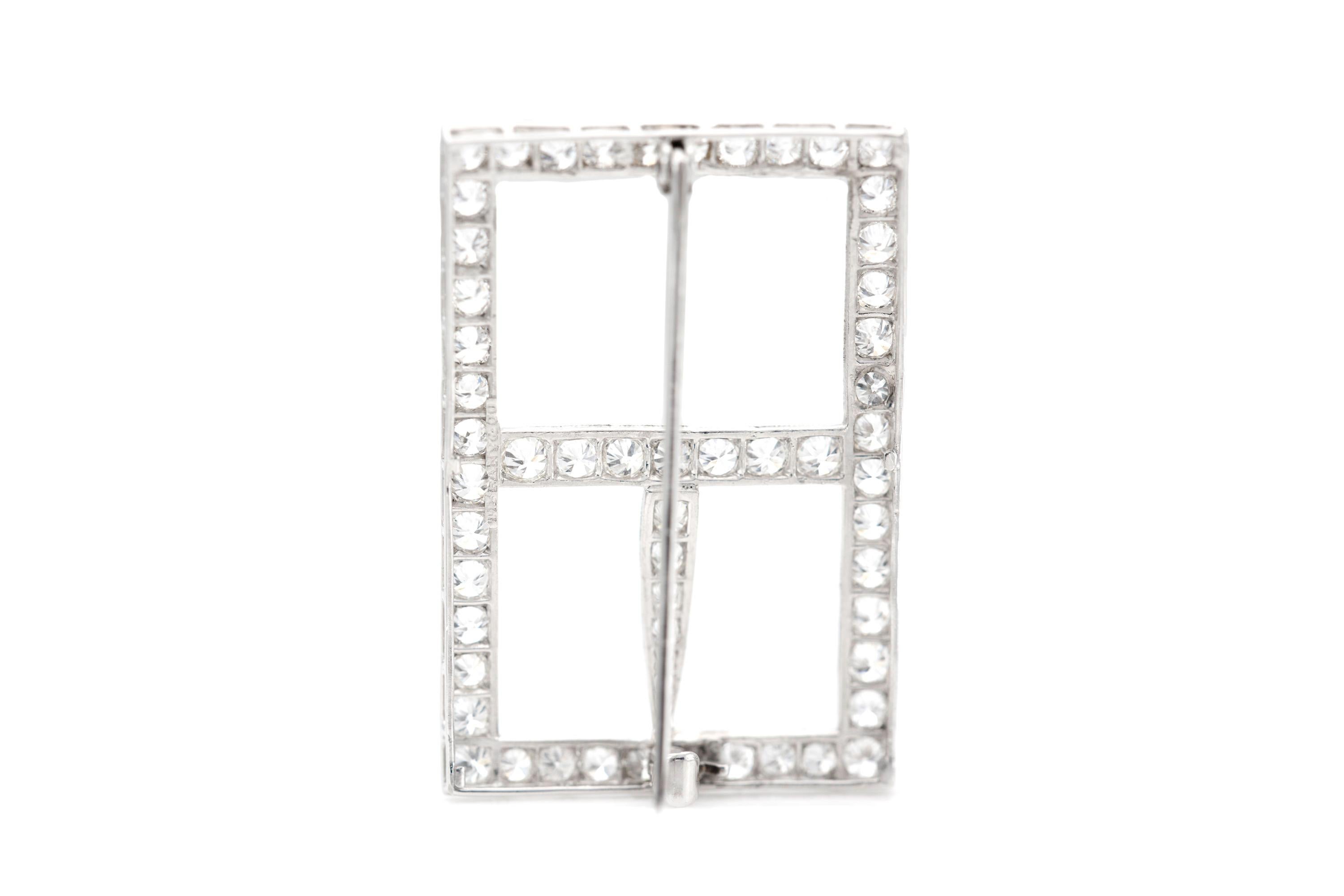 Tiffany & Co. Diamond Buckle Brooch In Good Condition For Sale In New York, NY