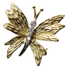 Tiffany & Co Diamond Butterfly Brooch Pin in 18K Yellow Gold