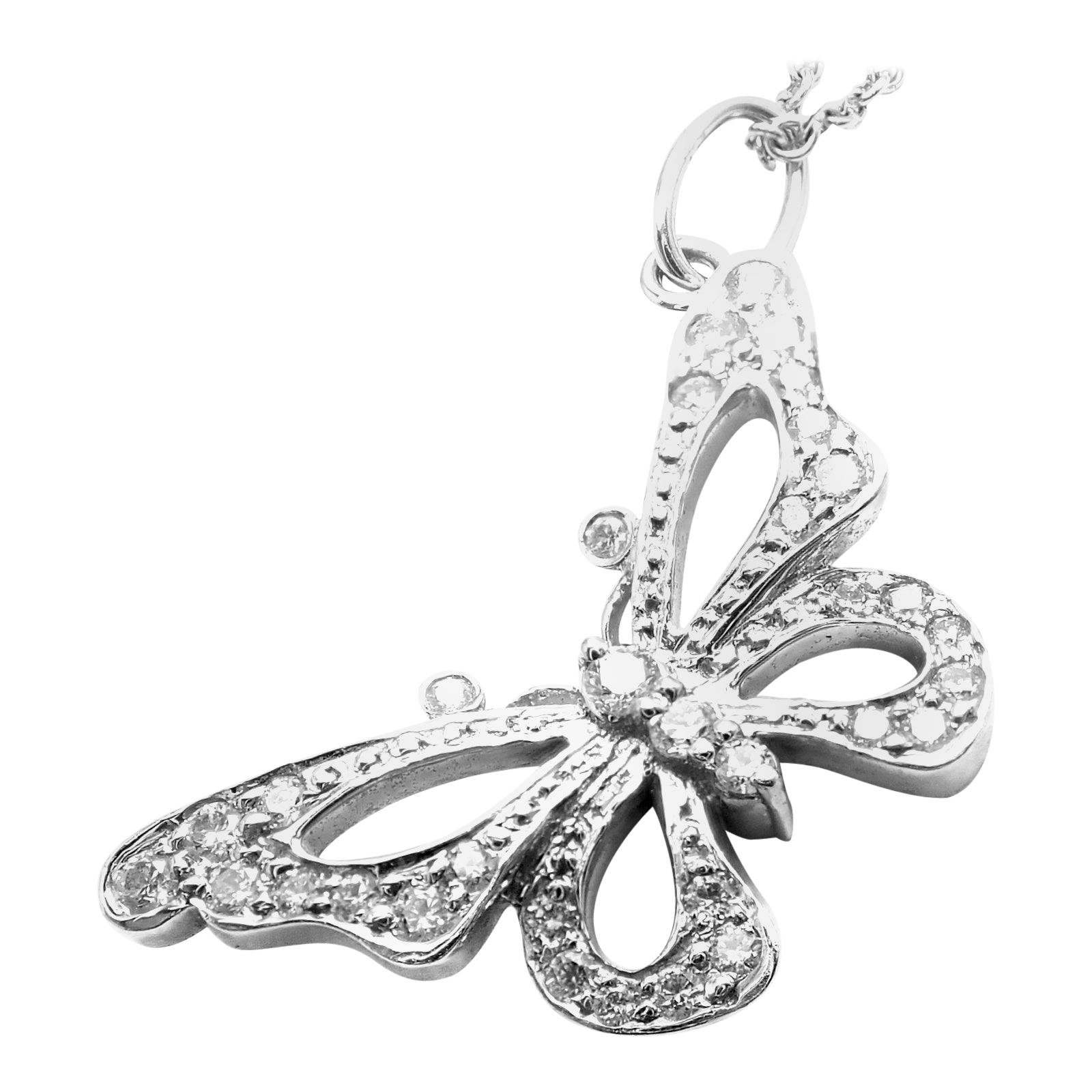 Tiffany & Co. Diamond Butterfly Platinum Pendant Necklace