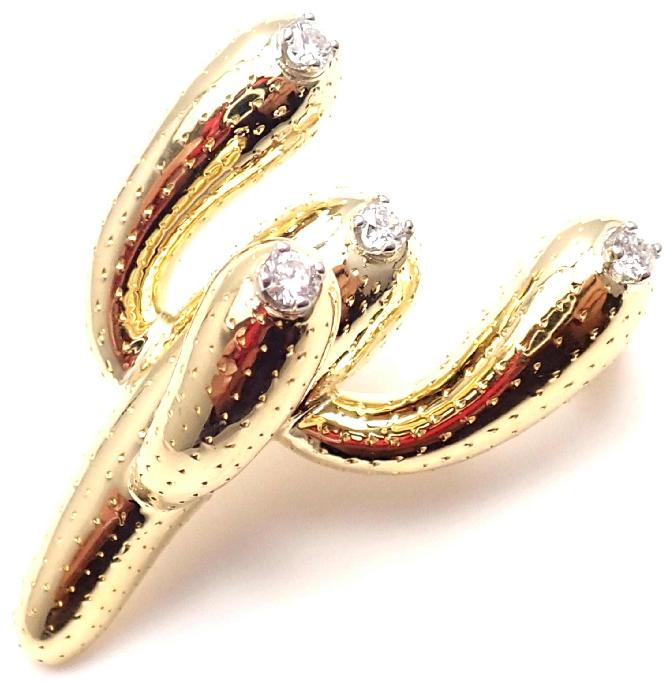 Tiffany & Co. Diamond Cactus Plant Yellow Gold Platinum Pin Brooch 1