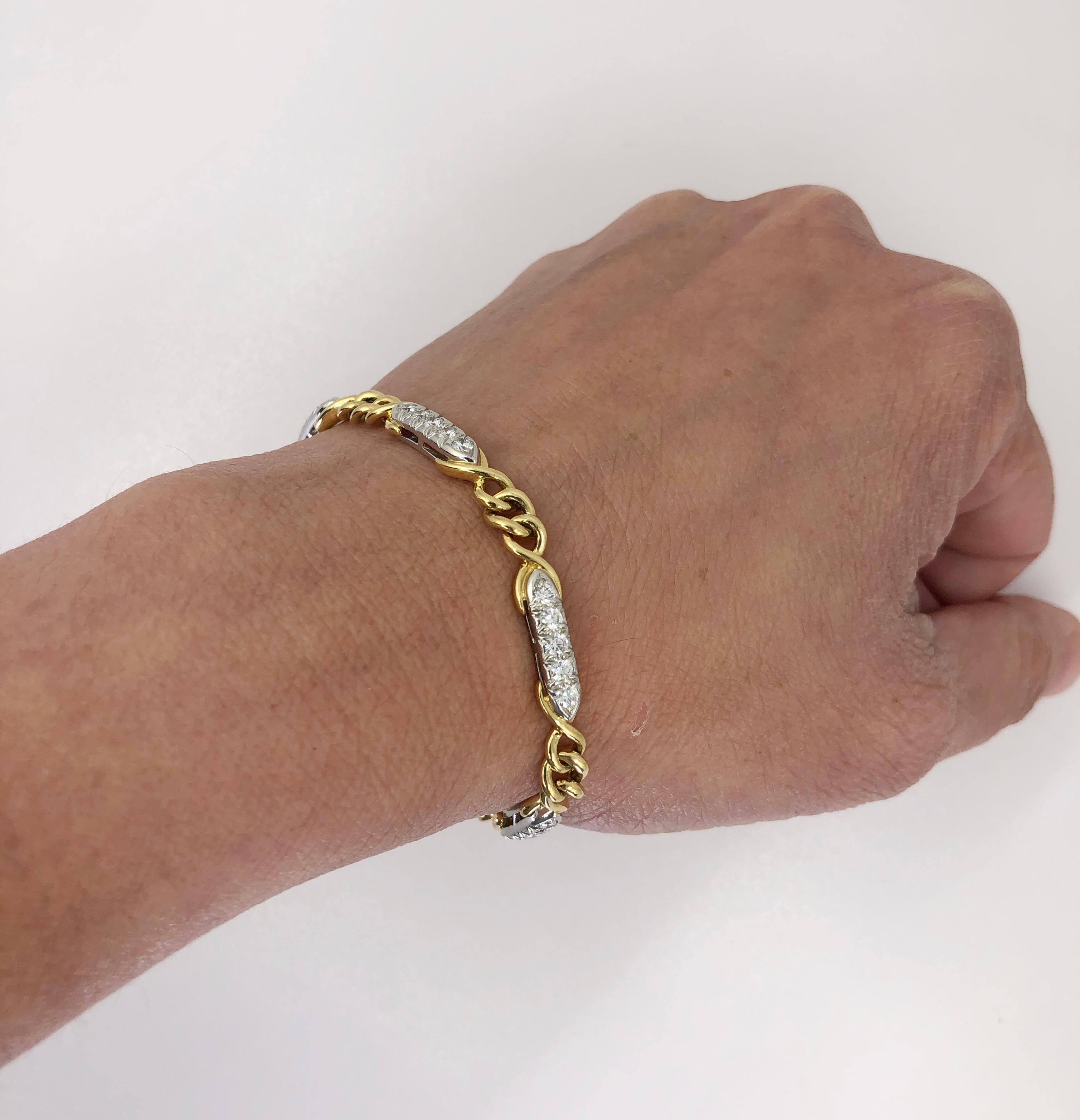 Tiffany & Co. Bracelet à maillons en or jaune avec diamants Bon état - En vente à New York, NY