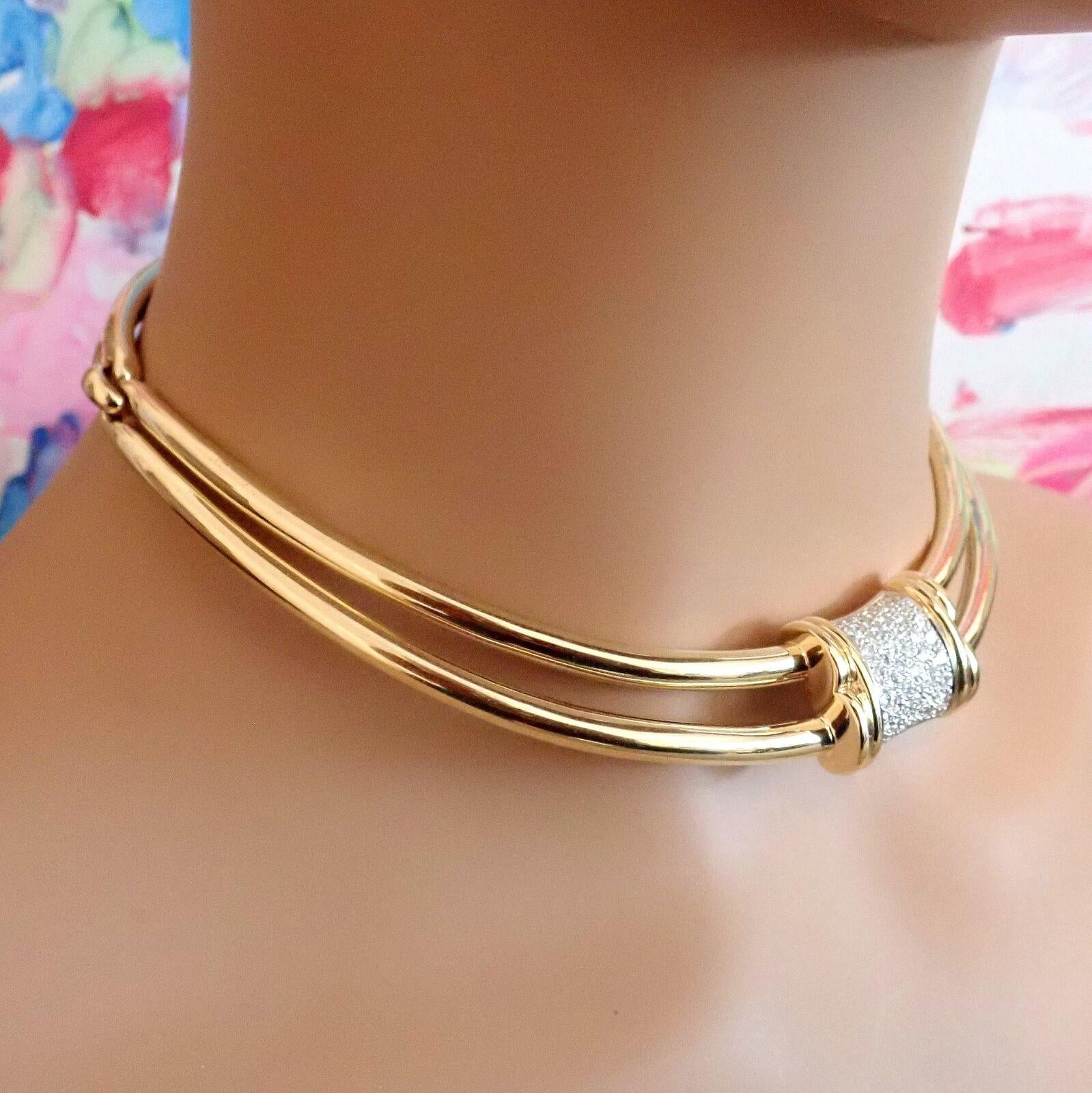 Brilliant Cut Tiffany & Co Diamond Choker Collar Yellow Gold Necklace
