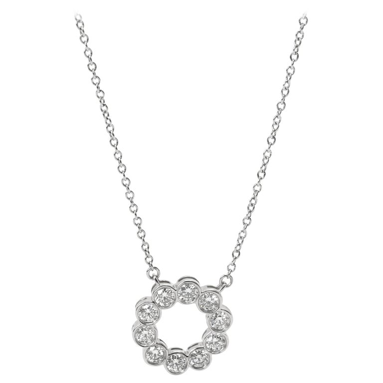 Tiffany and Co. Diamond Circle Necklace in Platinum ‘0.80 Carat’ For ...