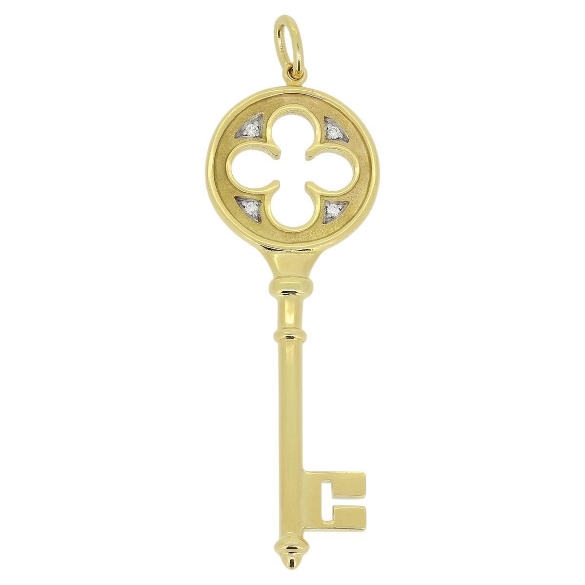 Tiffany & Co. Diamond Clover Key Pendant For Sale