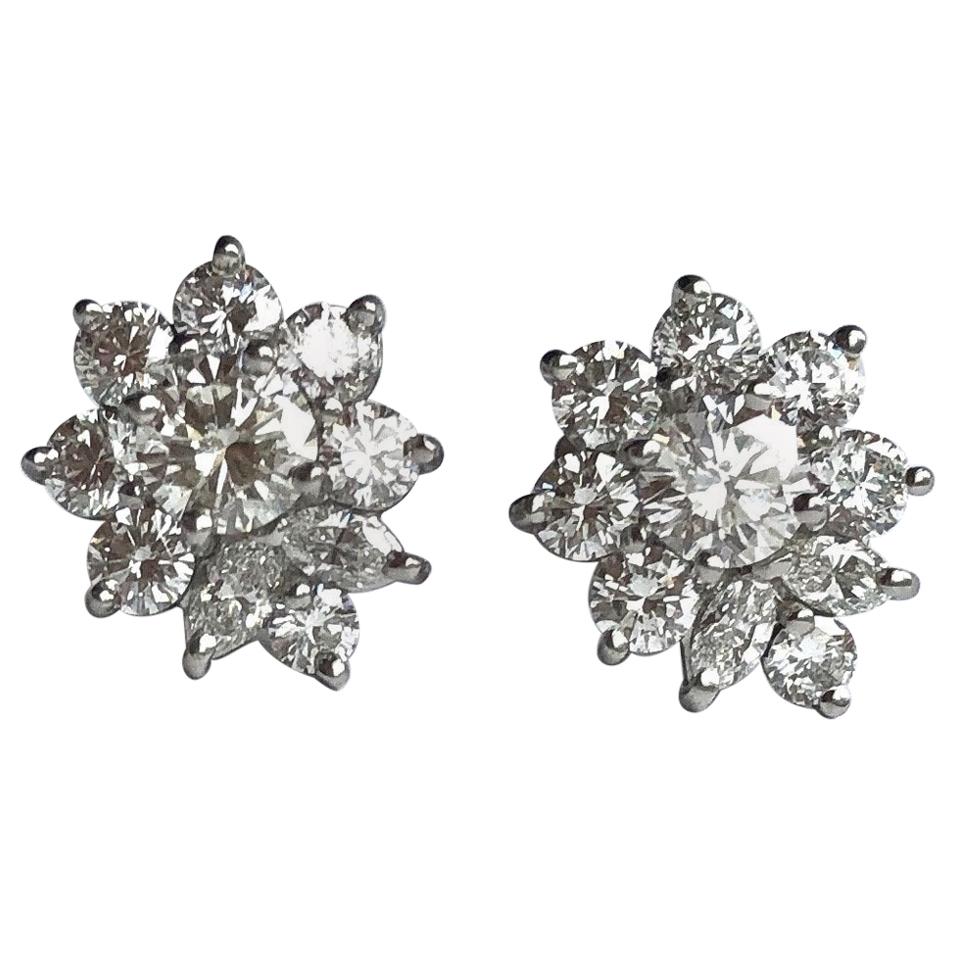 Tiffany & Co. Diamond Cluster Stud Earrings in Original Box