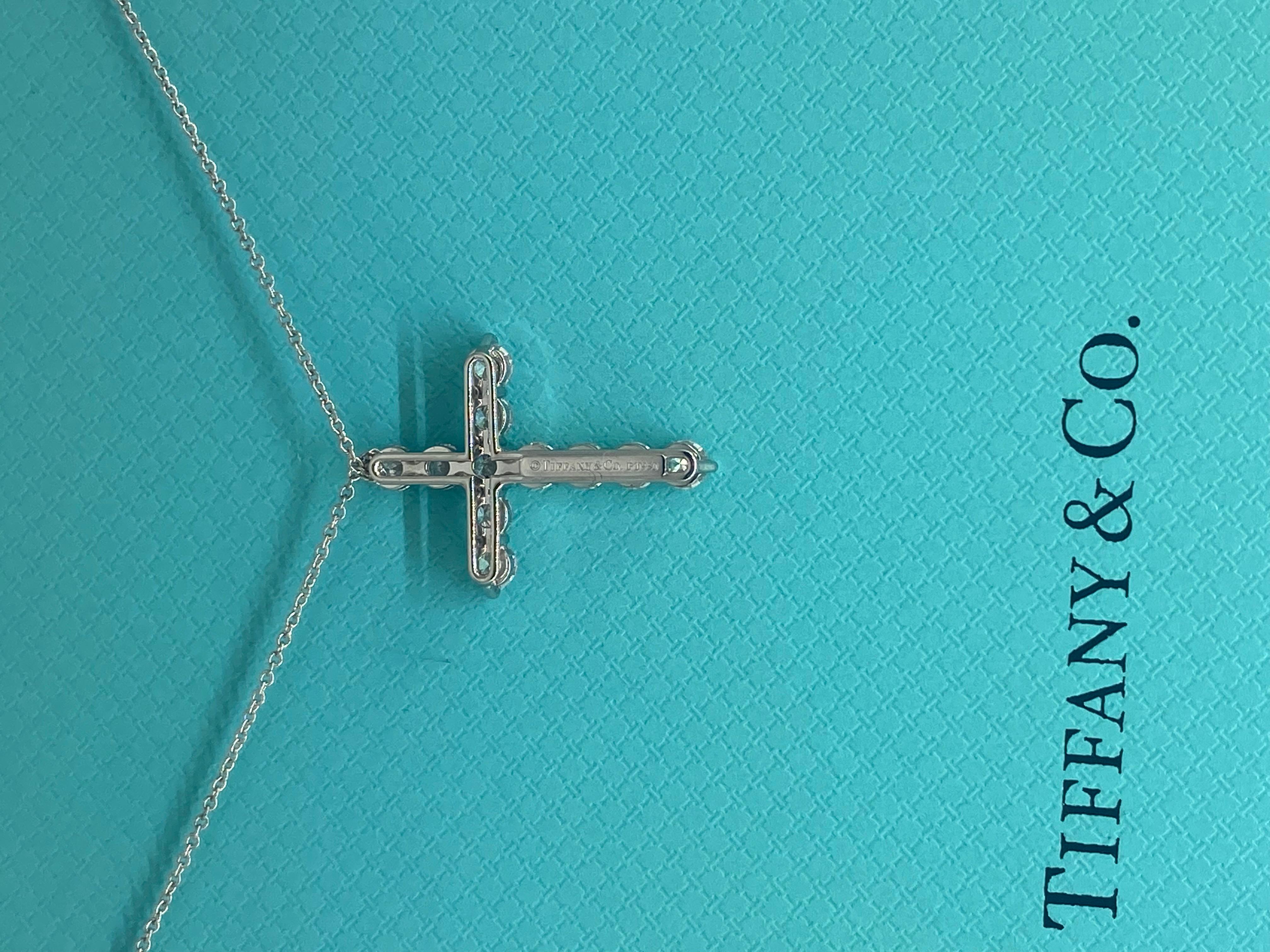 Tiffany Co Diamond Cross Large pt950 In Excellent Condition For Sale In New York, NY