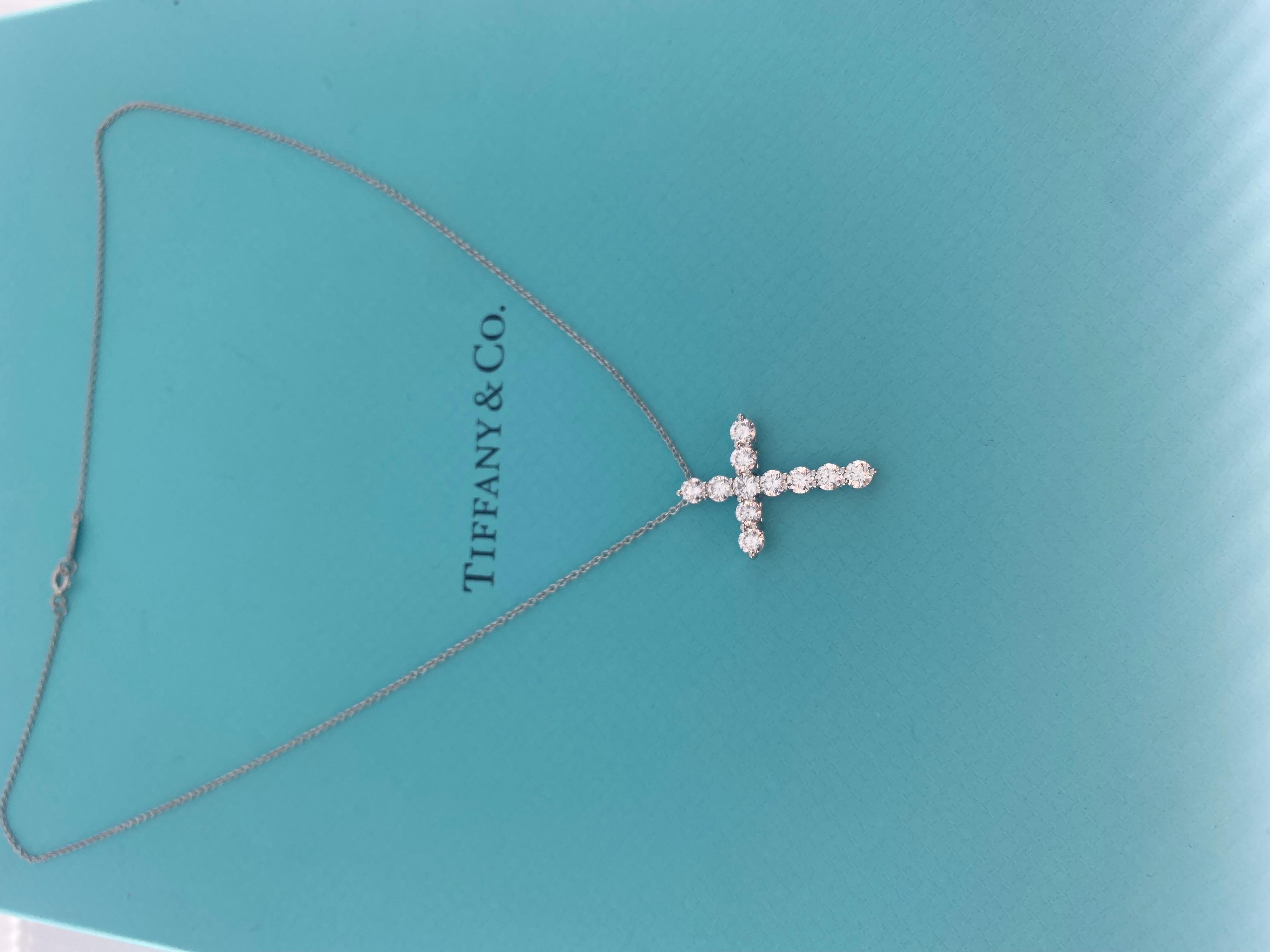 Women's or Men's Tiffany Co Diamond Cross Large pt950 For Sale