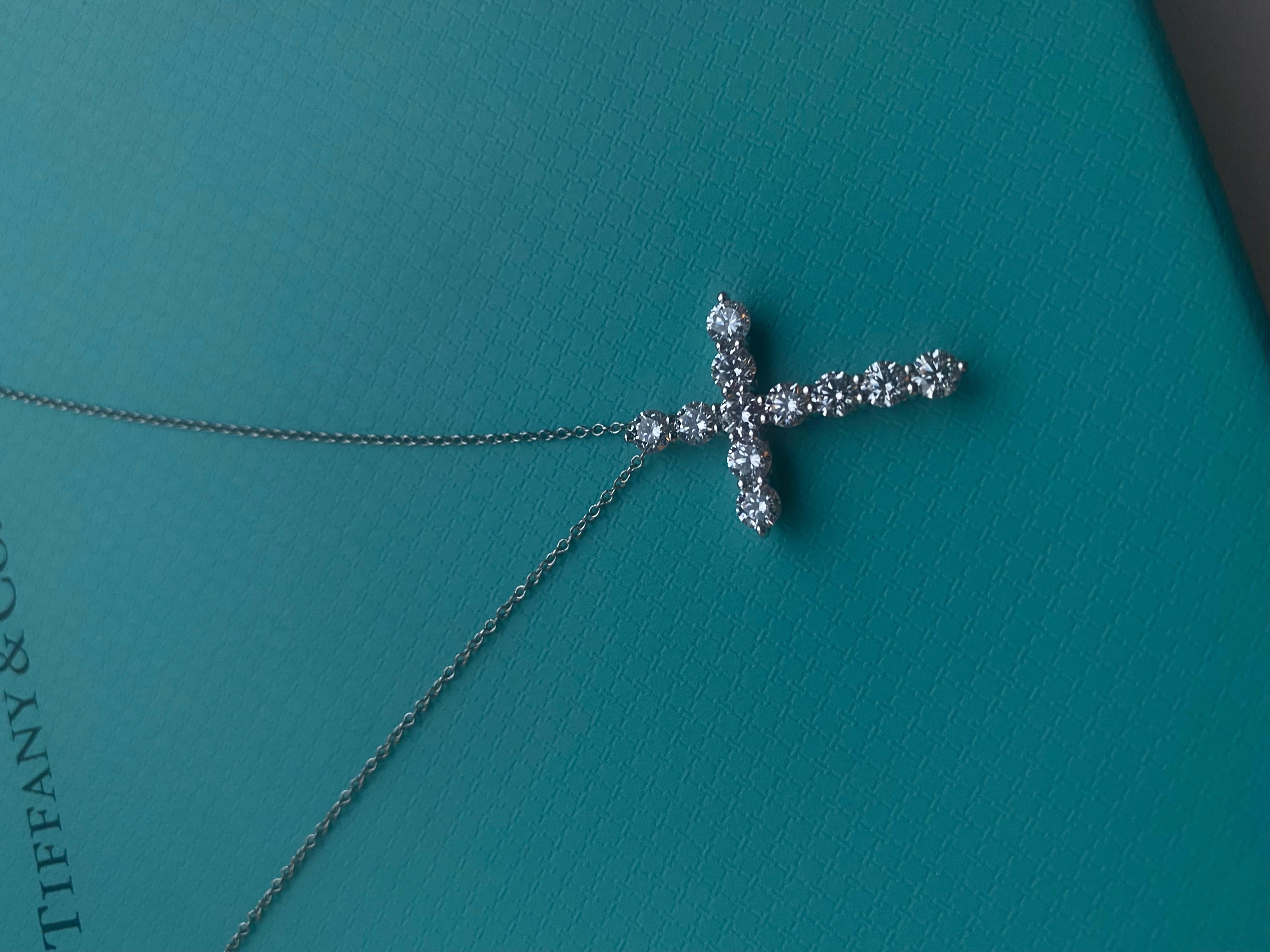 Tiffany Co Diamond Cross Large pt950 For Sale 1