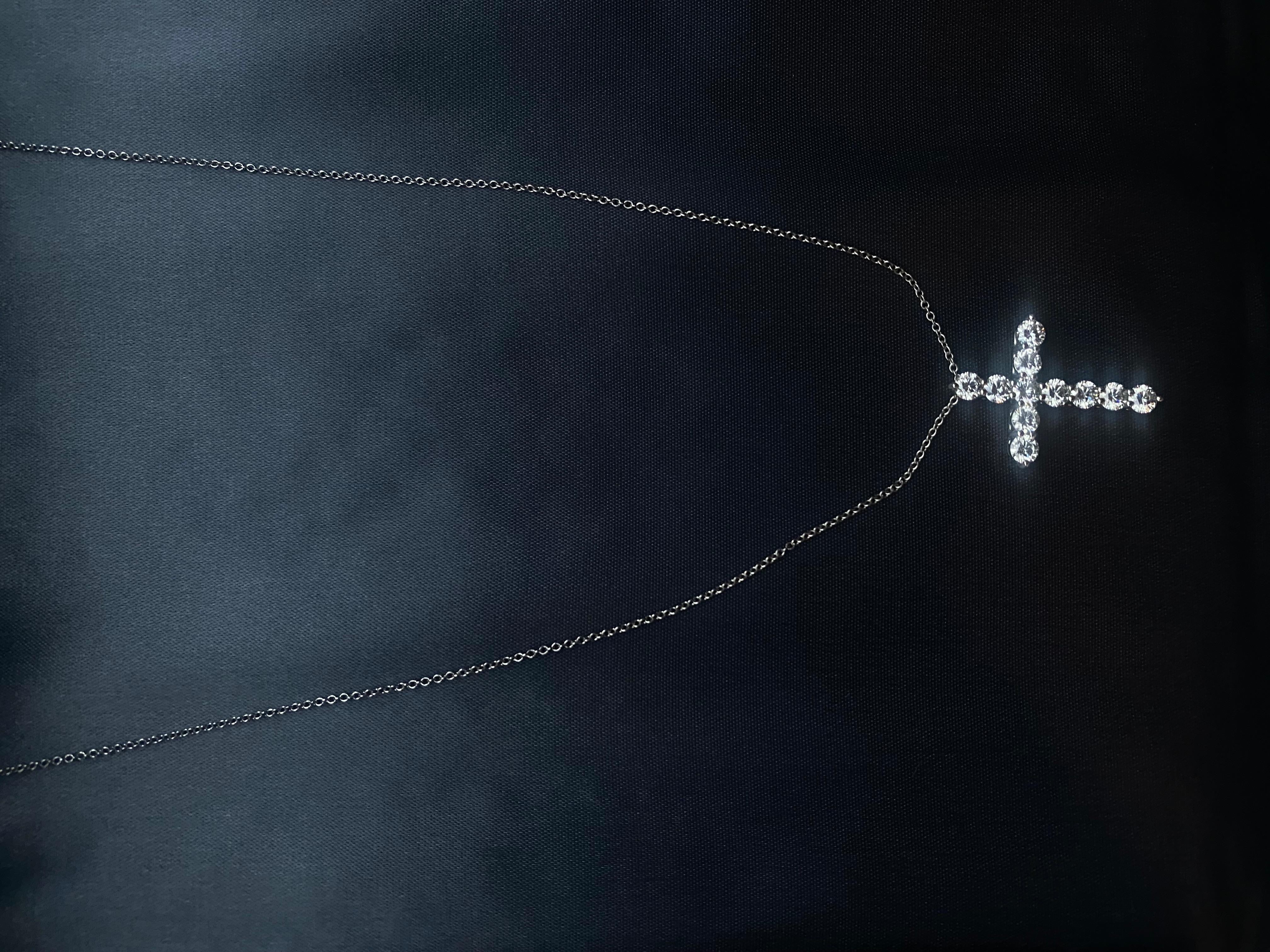 Tiffany Co Diamond Cross Large pt950 For Sale 2