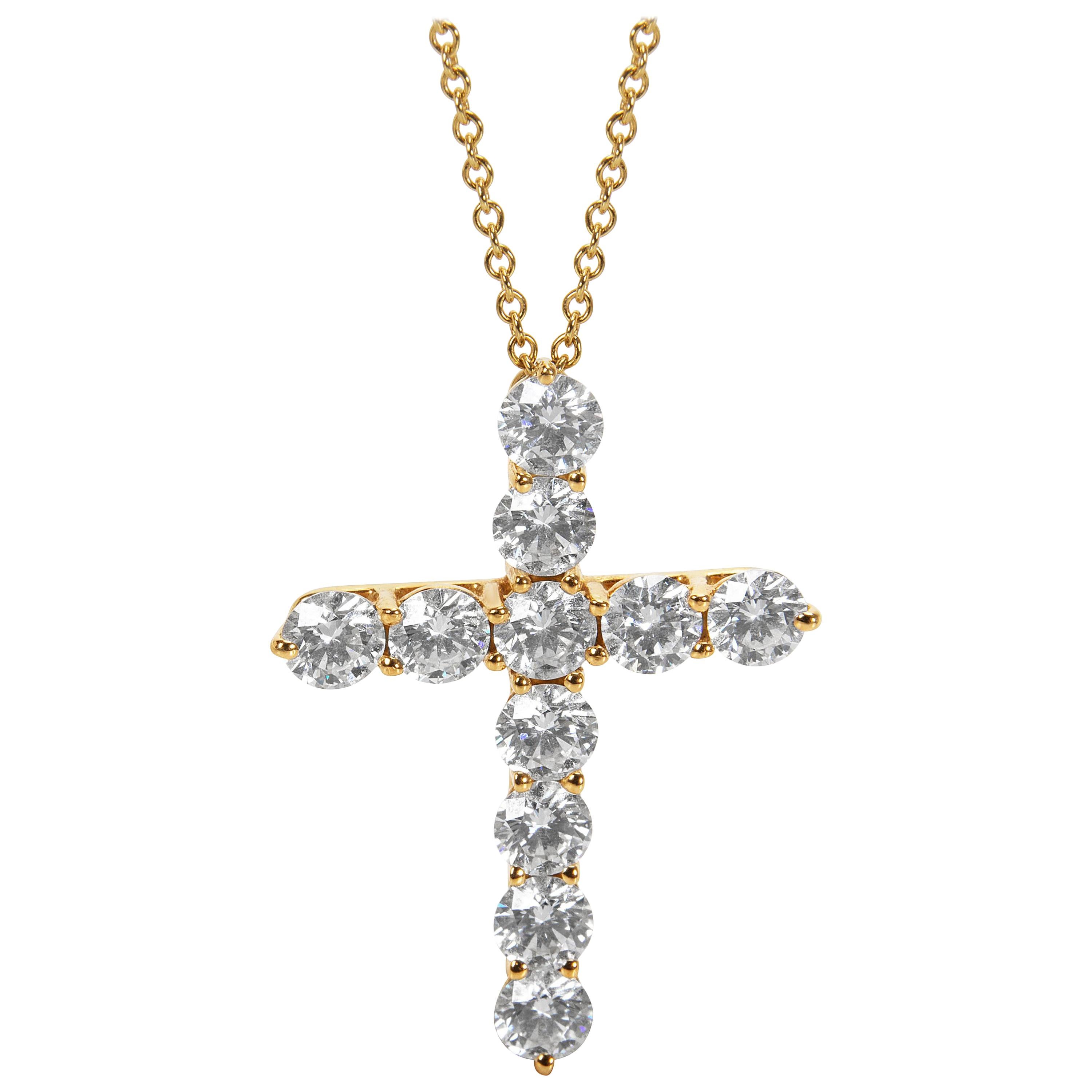 Tiffany & Co. Diamond Cross Necklace in 18 Karat Yellow Gold 2.00 Carat
