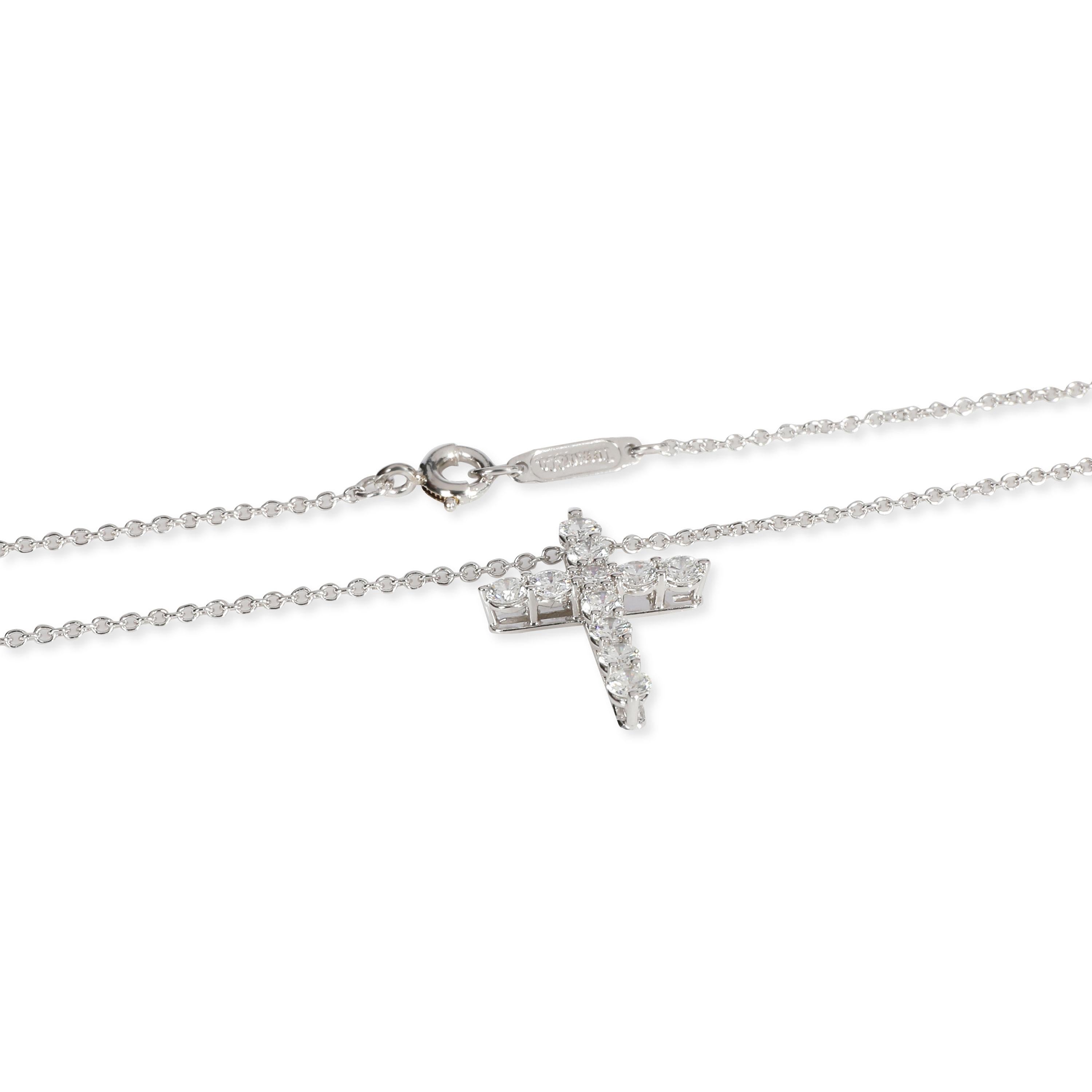 Tiffany & Co. Diamond Cross Necklace in Platinum 0.55 Carat In Excellent Condition In New York, NY