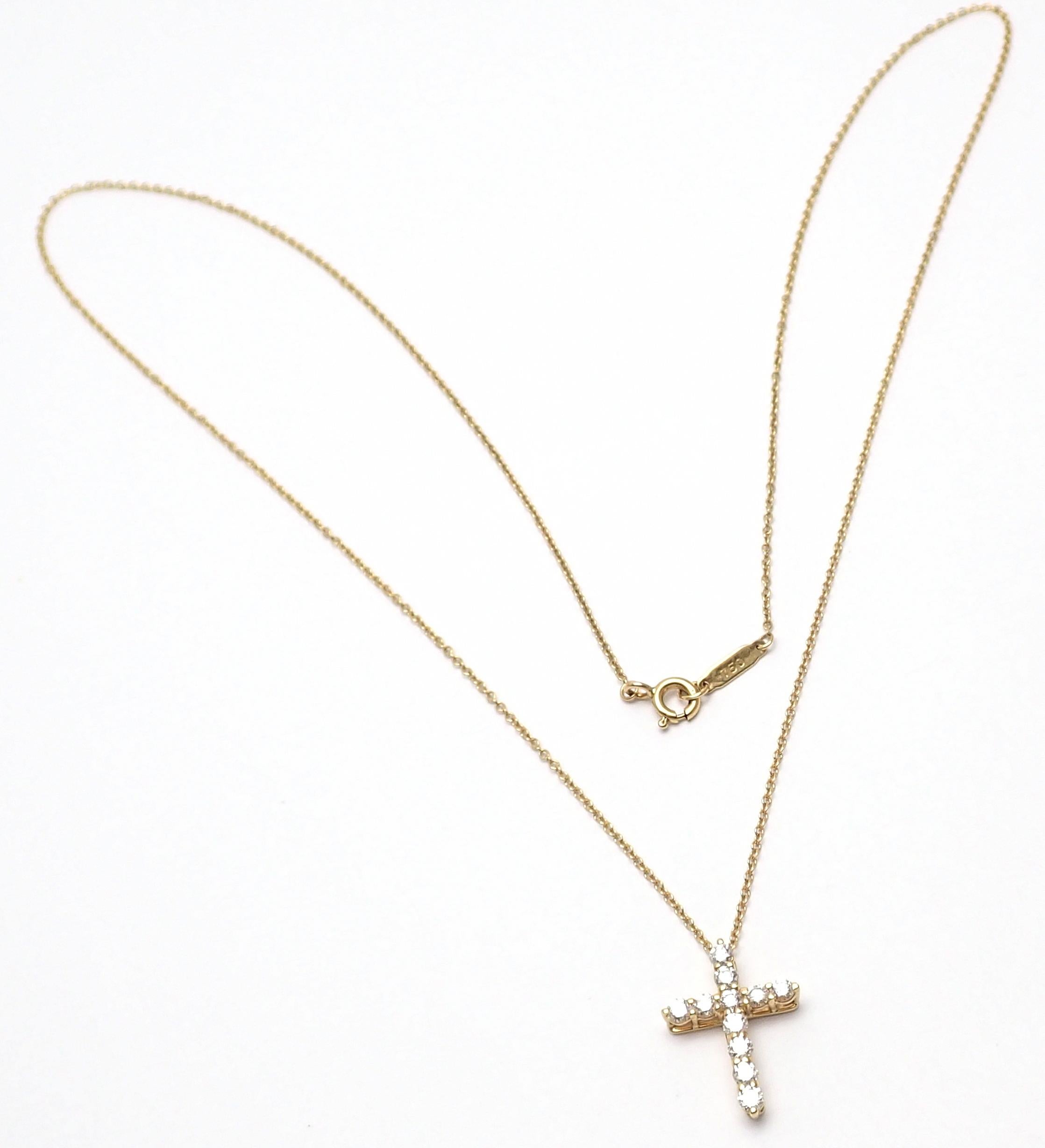 Tiffany & Co. Diamond Cross Pendant Yellow Gold Chain Necklace 1