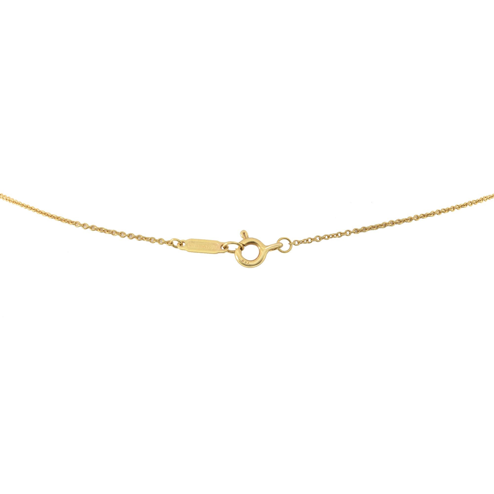Modern Tiffany & Co. Diamond Cross Pendant Ladies Necklace 18k Yellow Gold 0.02cttw