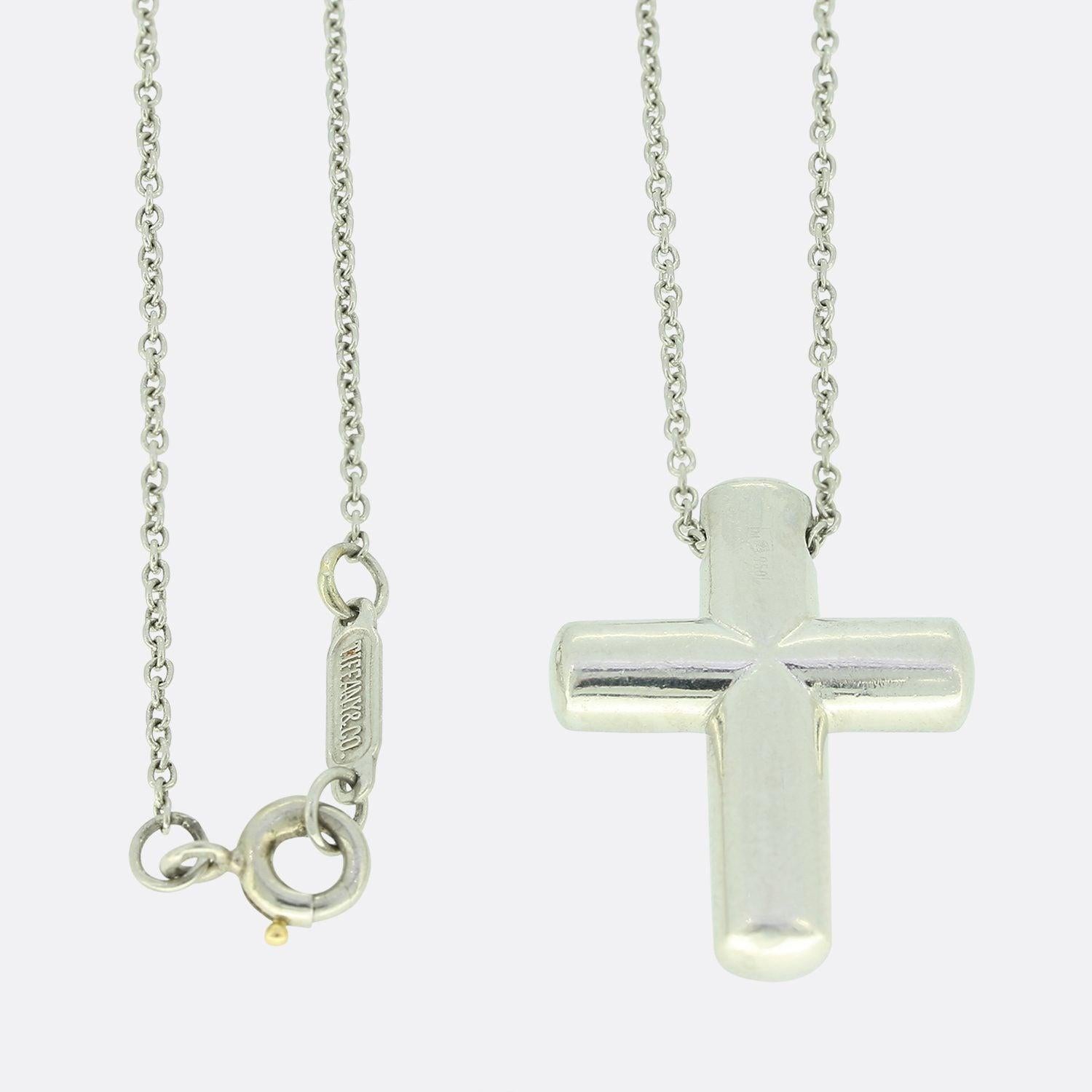 Tiffany & Co. Diamant-Kreuz-Anhänger-Halskette (Brillantschliff) im Angebot
