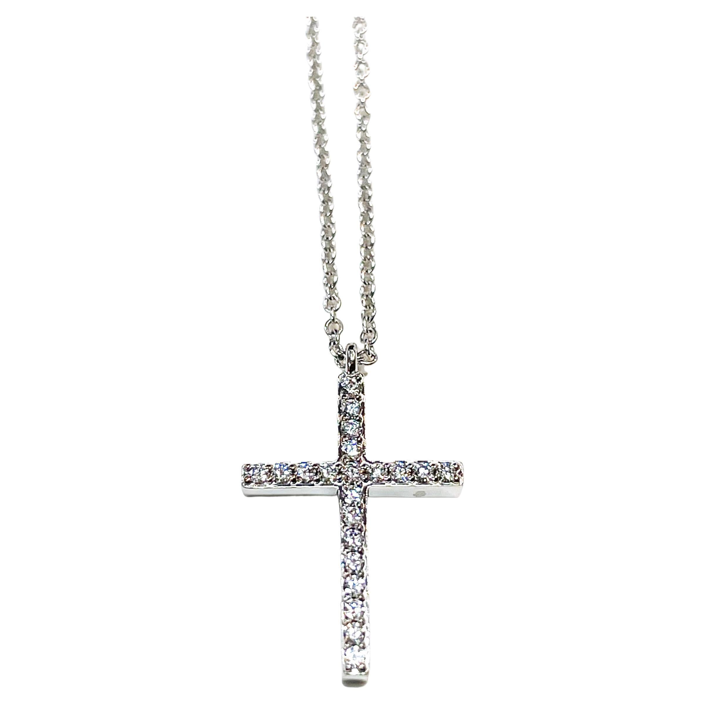 Tiffany & Co. Diamond Cross Pendant Necklace