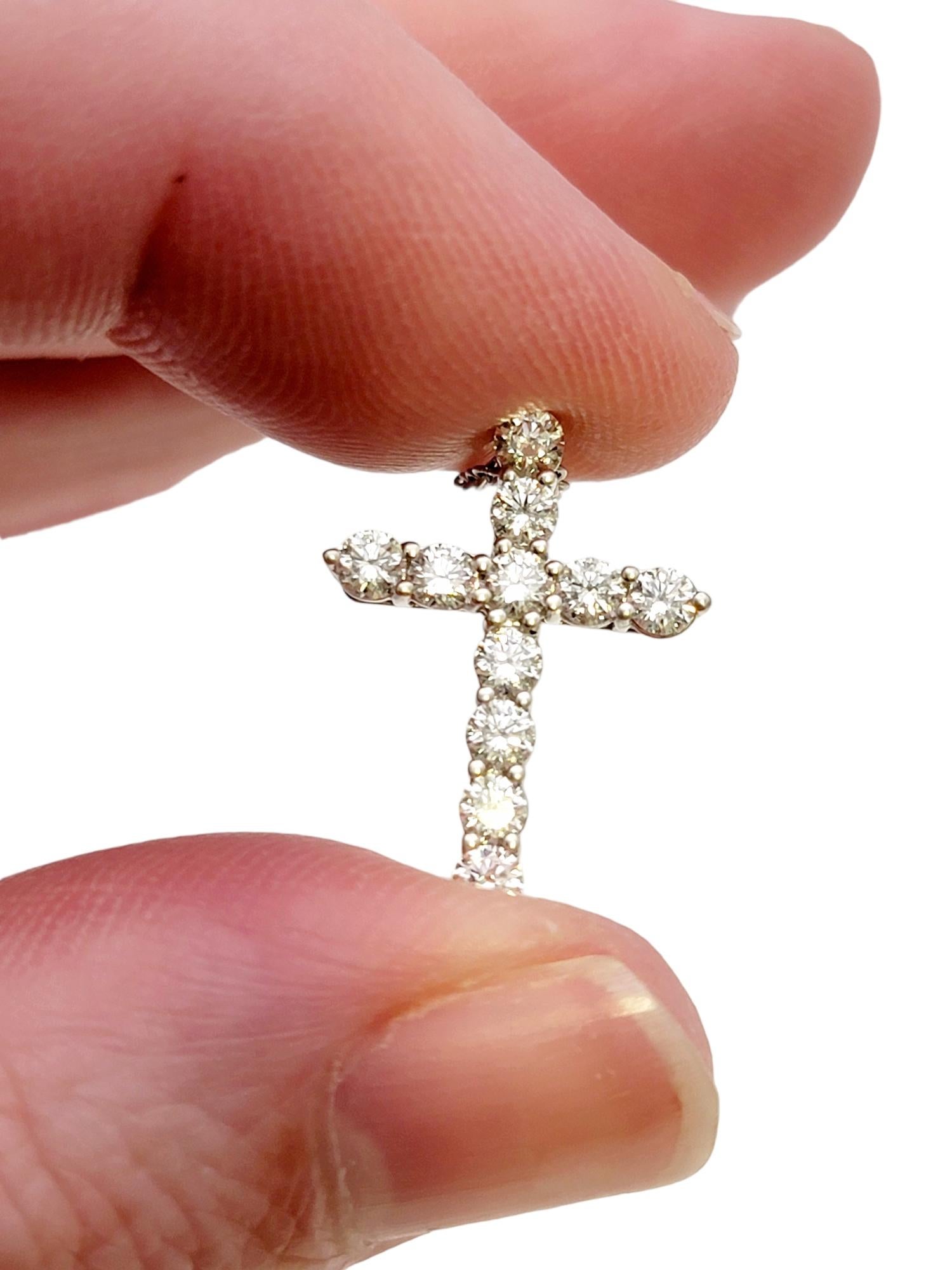 Tiffany & Co. Diamond Cross Pendant Necklace in Polished Platinum G-H / VS1-VS2 For Sale 2