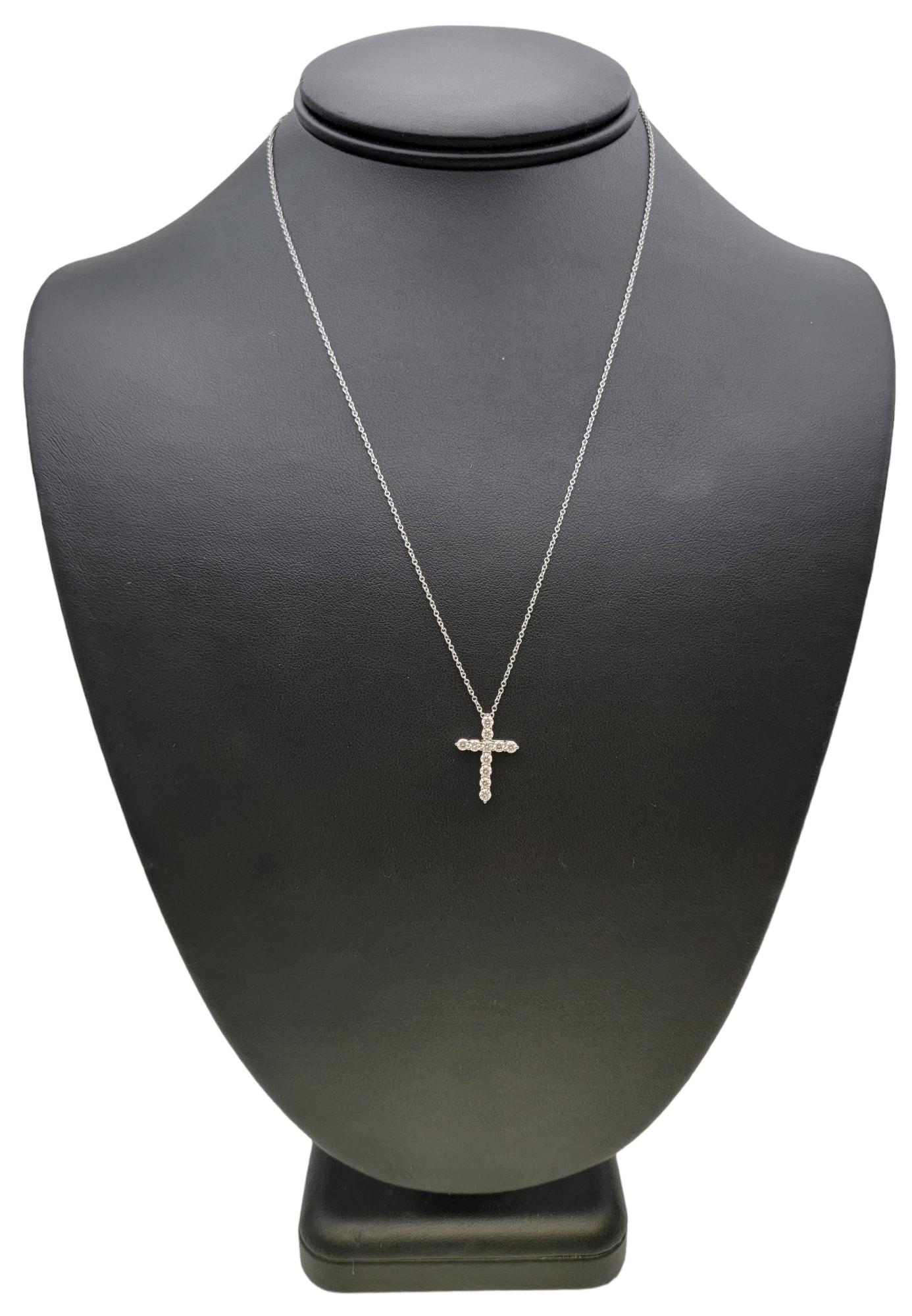 Tiffany & Co. Diamond Cross Pendant Necklace in Polished Platinum G-H / VS1-VS2 For Sale 4