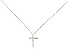 Tiffany & Co. Diamond Cross Pendant Necklace in Polished Platinum G-H / VS1-VS2