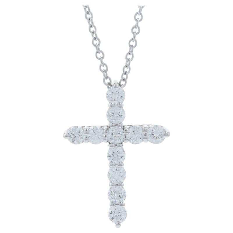 Tiffany & Co. Diamond Cross Pendant Necklace Platinum 950 Round .42 Carat Faith