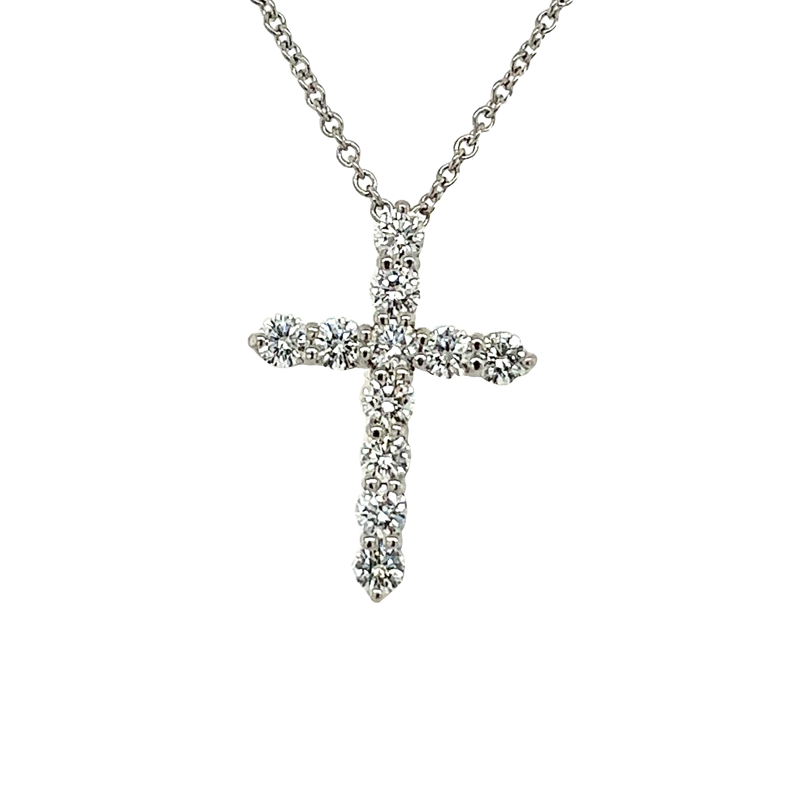 Tiffany & Co. Diamant-Kreuz-Anhänger mit 0,42 Karat runden Diamanten besetzt (Rundschliff)
