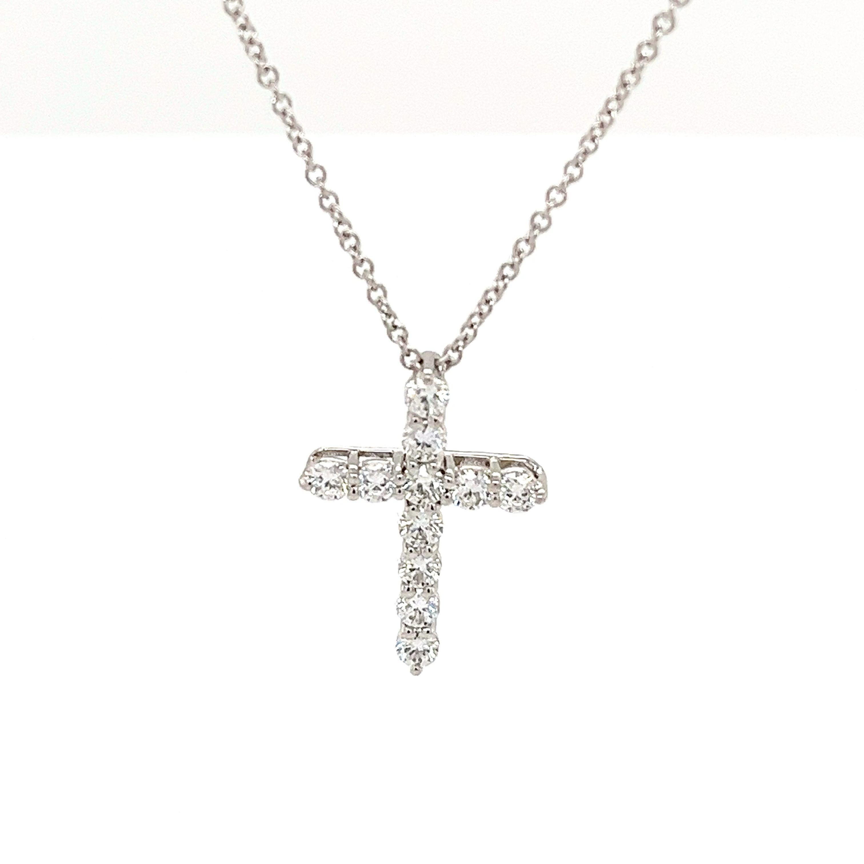 Tiffany & Co. Diamant-Kreuz-Anhänger mit 0,42 Karat runden Diamanten besetzt im Zustand „Hervorragend“ in London, GB