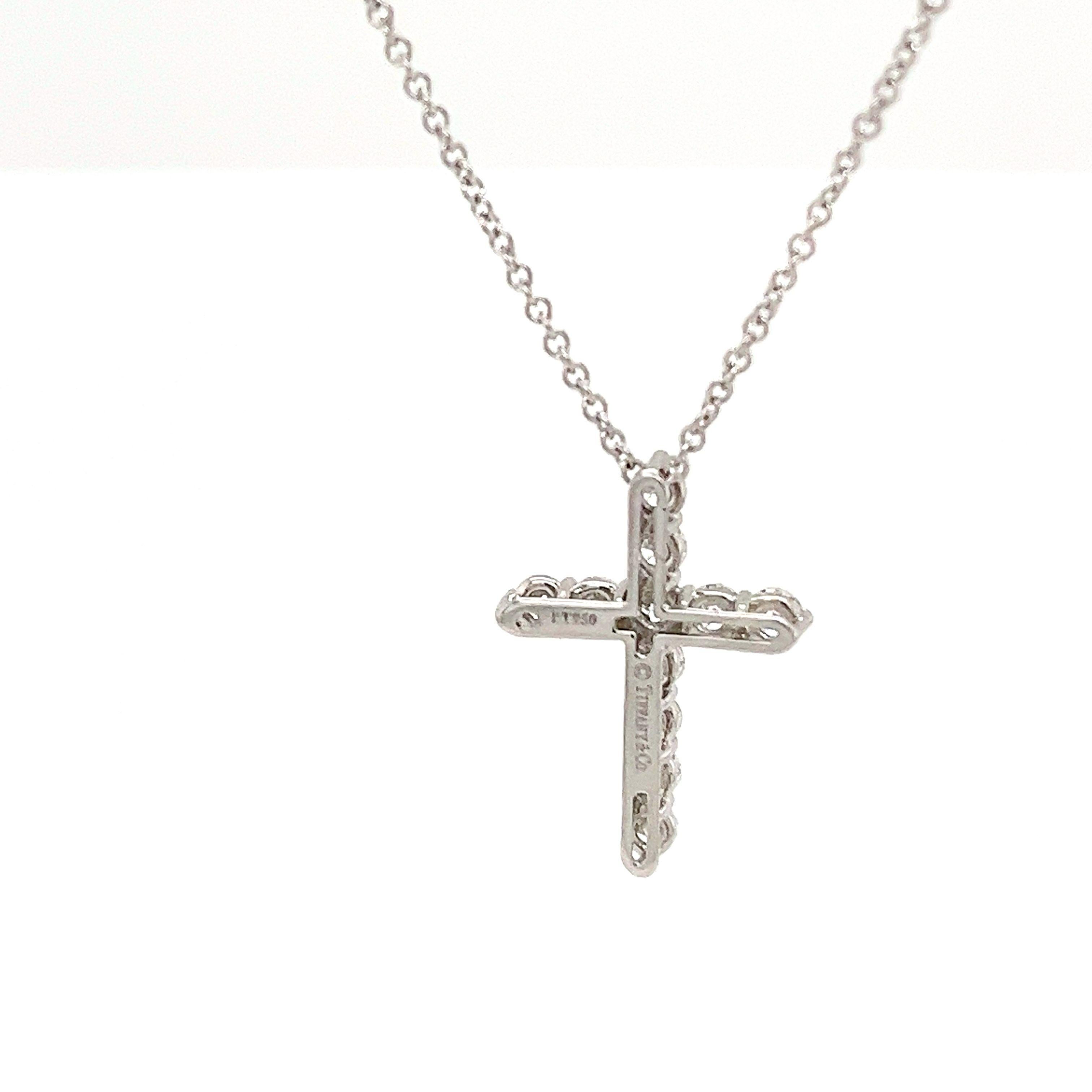 Tiffany & Co. Diamond Cross Pendant set with 0.42ct Round Diamonds For Sale 1