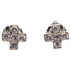 Tiffany & Co. Diamond Cross Stud Earrings Platinum with Diamonds