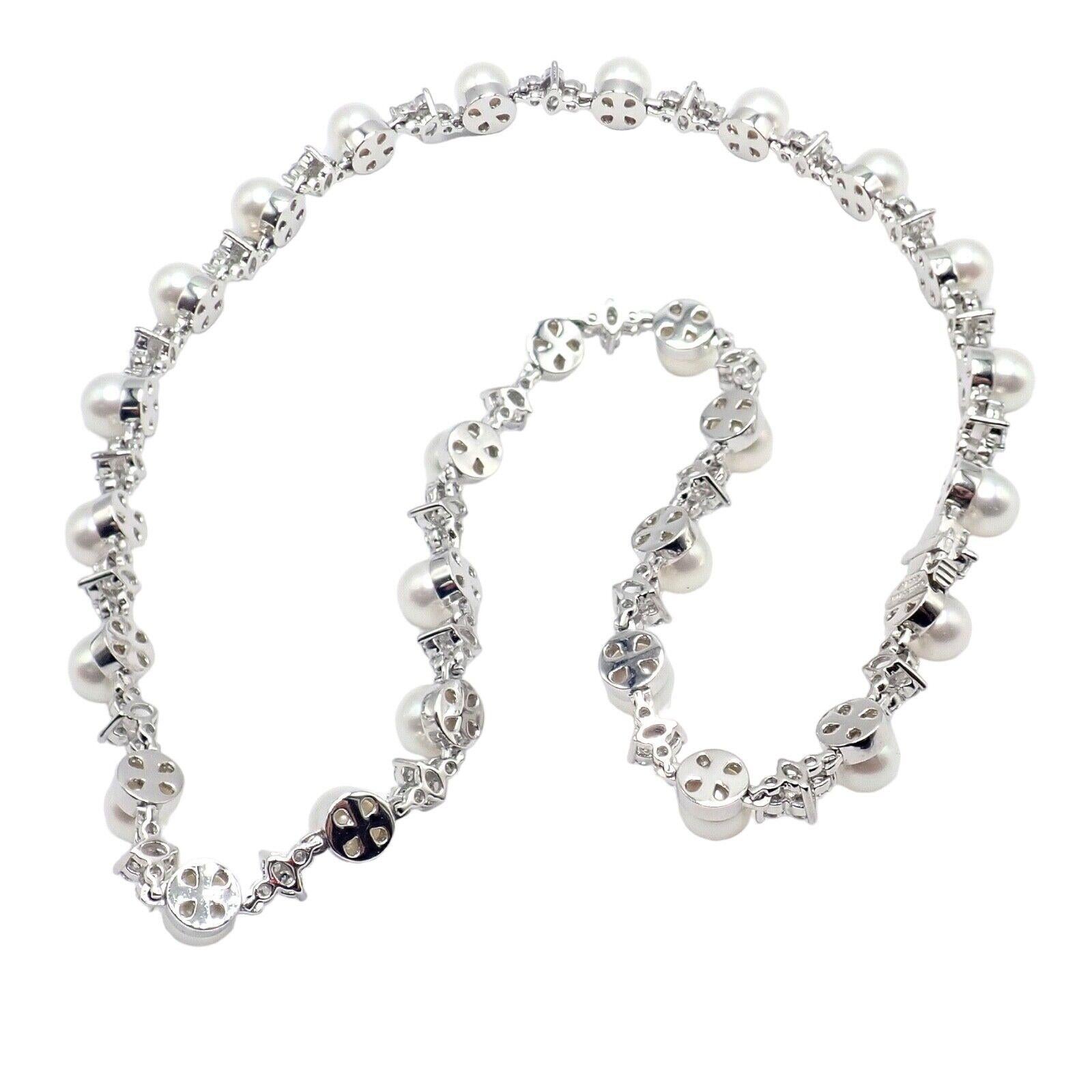 Platin-Halskette von Tiffany & Co, Aria Diamant-Zuchtperlen-Zuchtperlen (Brillantschliff) im Angebot